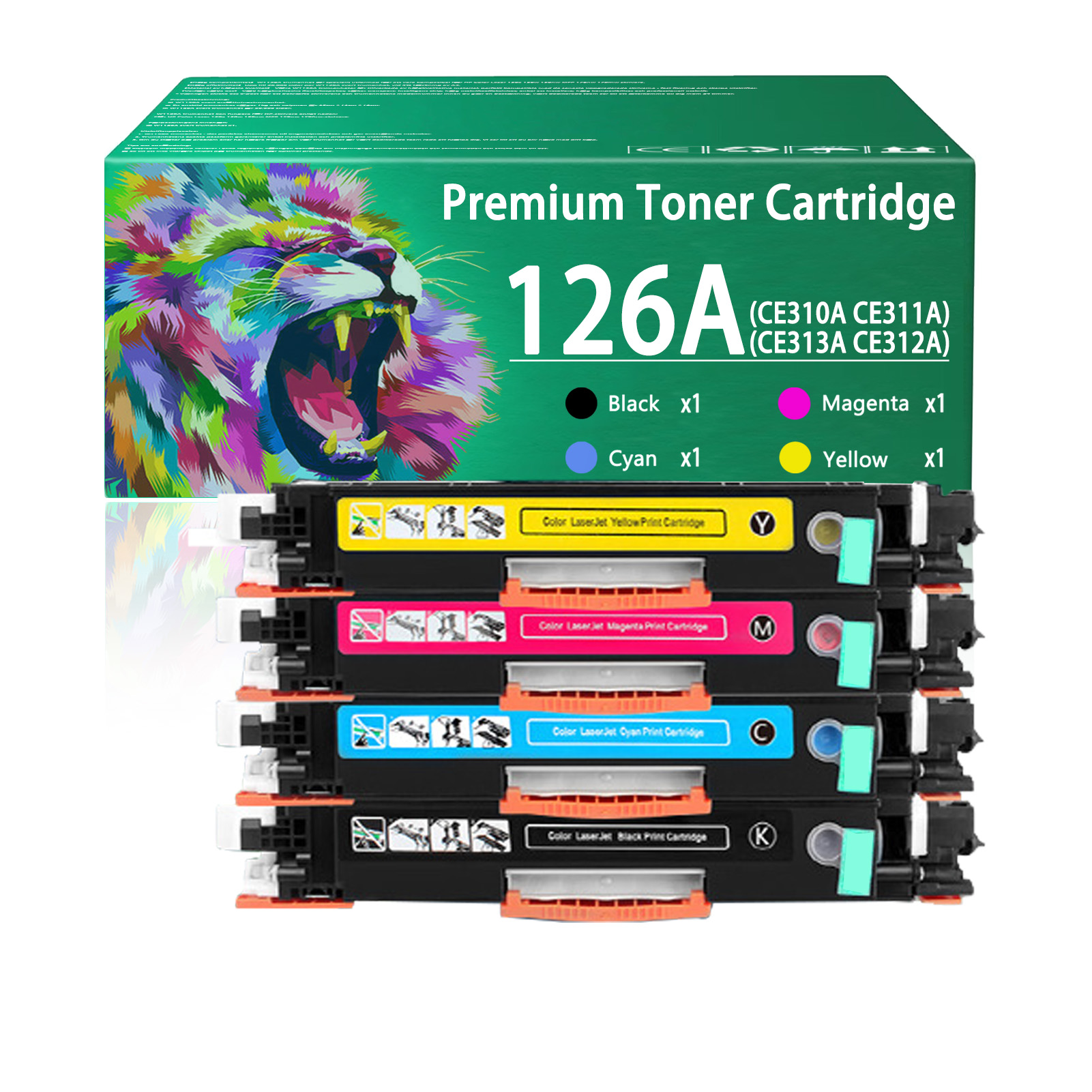 For HP 126A CE310A CE311A CE313A CE312A Toner cartridge Work for HP LaserJet Pro CP1025nw Color Printer, HP LaserJet Pro 100 color MFP M175nw, HP LaserJet Pro 200 M275nw Printers