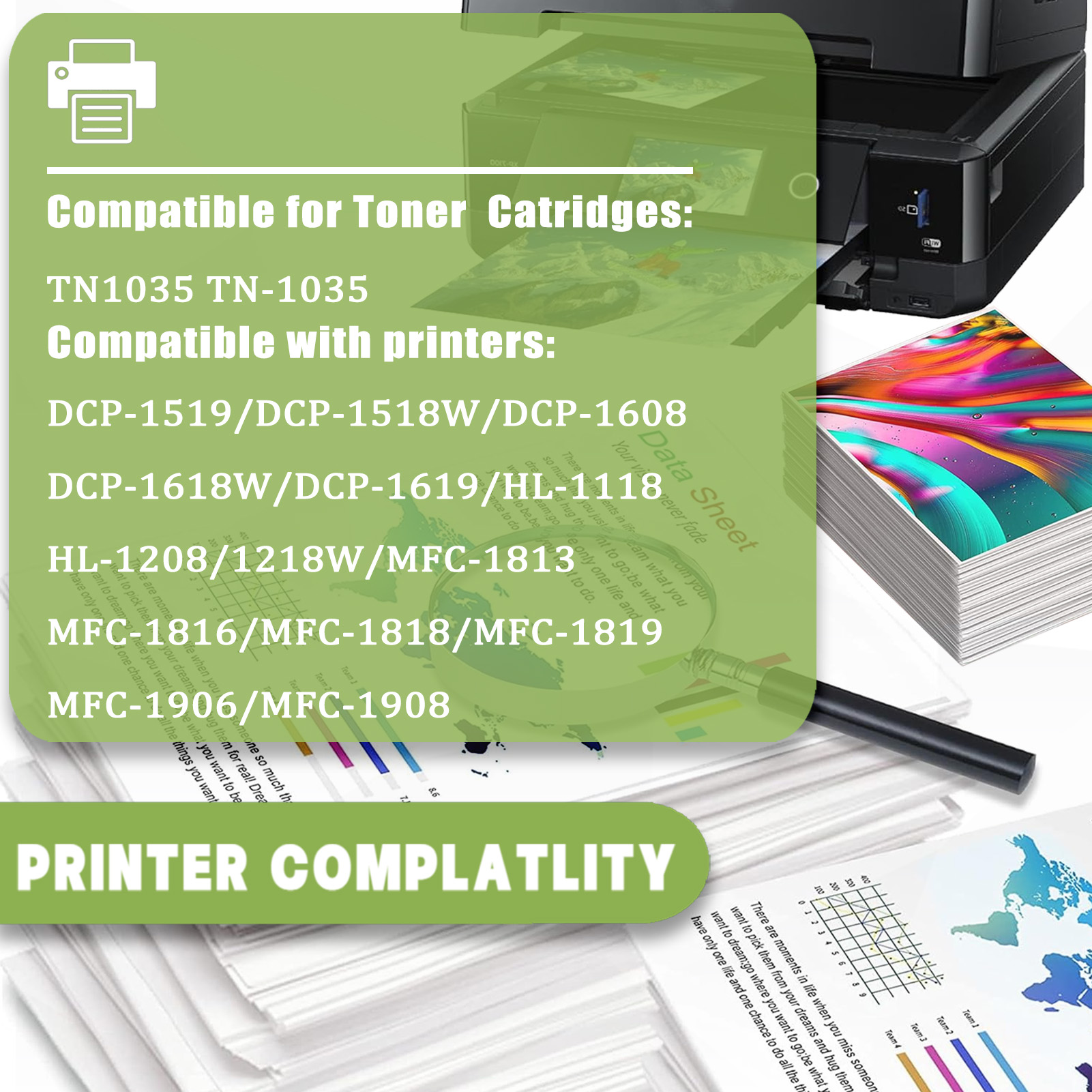 For TN2050 Toner Cartridges Work For Brother HL-5580D HL-5585D HL-5590DN HL-5595DN MFC-8530DN MFC-8535DN MFC-8540DN Printers