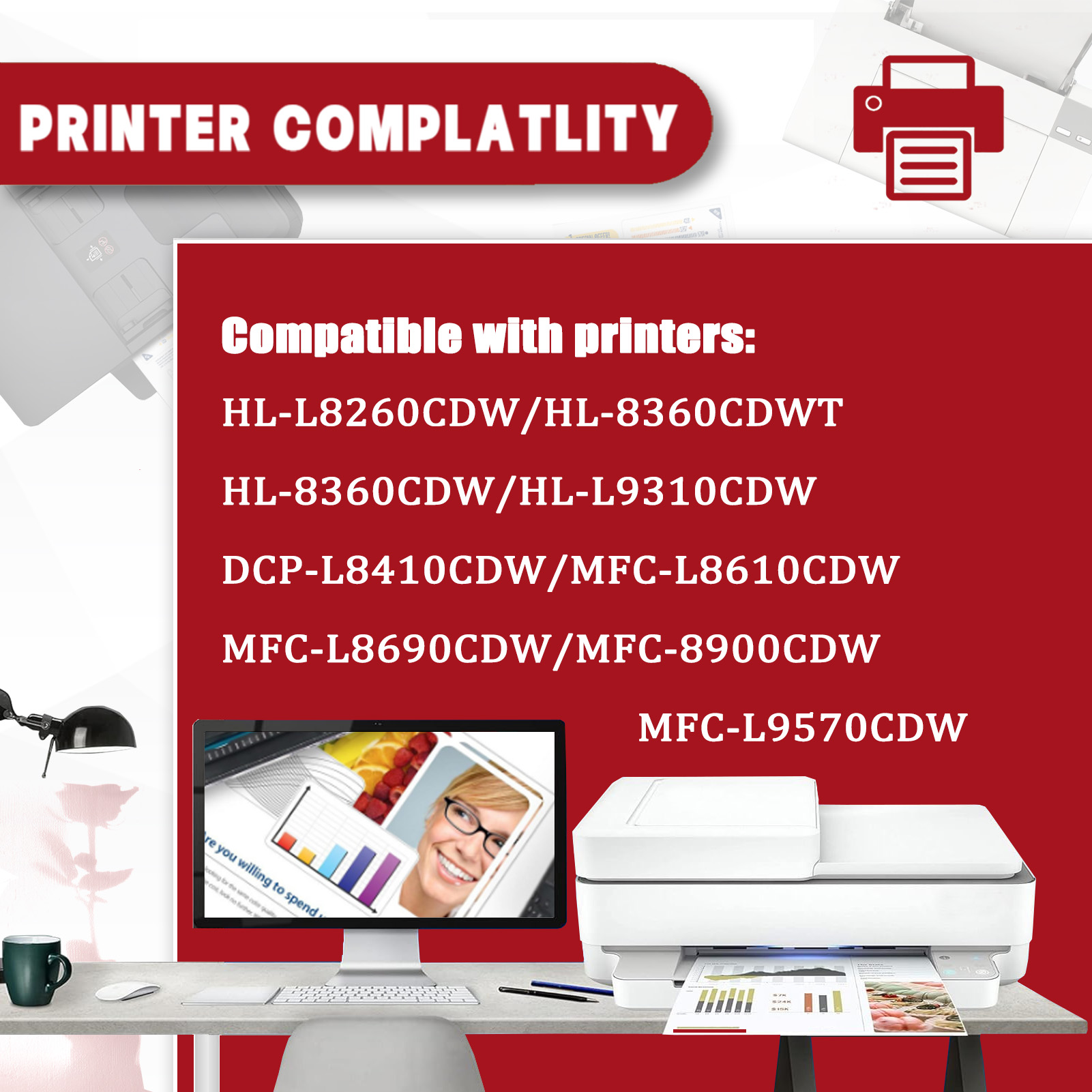 For Brother TN419 Toner Cartridge Work For Brother HL-L8260CDW HL-8360CDWT HL-8360CDW HL-L9310CDW DCP-L8410CDW MFC-L8610CDW MFC-L8690CDW MFC-8900CDW MFC-L9570CDW Printers