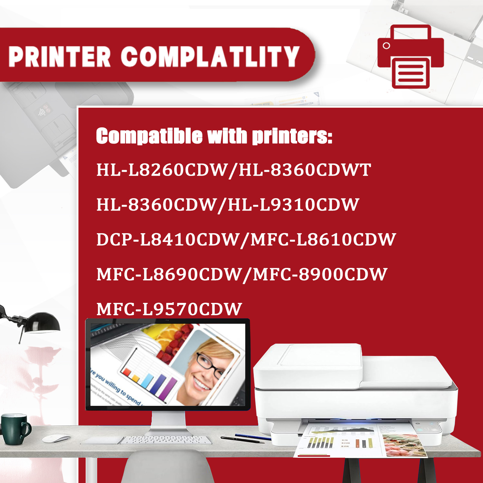For TN459 Toner Cartridge Work For Brother HL-L8260CDW HL-8360CDWT HL-8360CDW HL-L9310CDW DCP-L8410CDW MFC-L8610CDW MFC-L8690CDW MFC-8900CDW MFC-L9570CDW Printers
