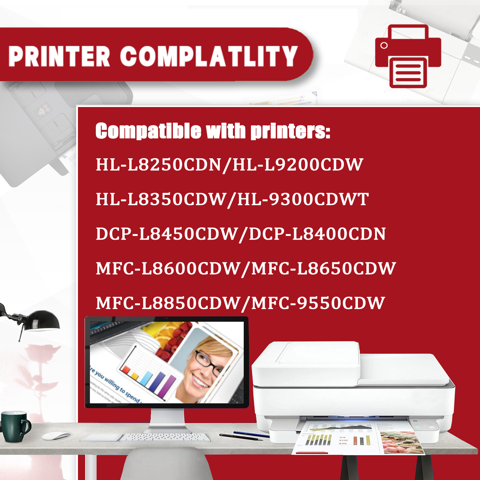 For TN336 Toner Cartridges Work For Brother HL-L8260CDW HL-8360CDWT HL-8360CDW HL-L9310CDW DCP-L8410CDW MFC-L8610CDW MFC-L8690CDW MFC-8900CDW MFC-L9570CDW Printers
