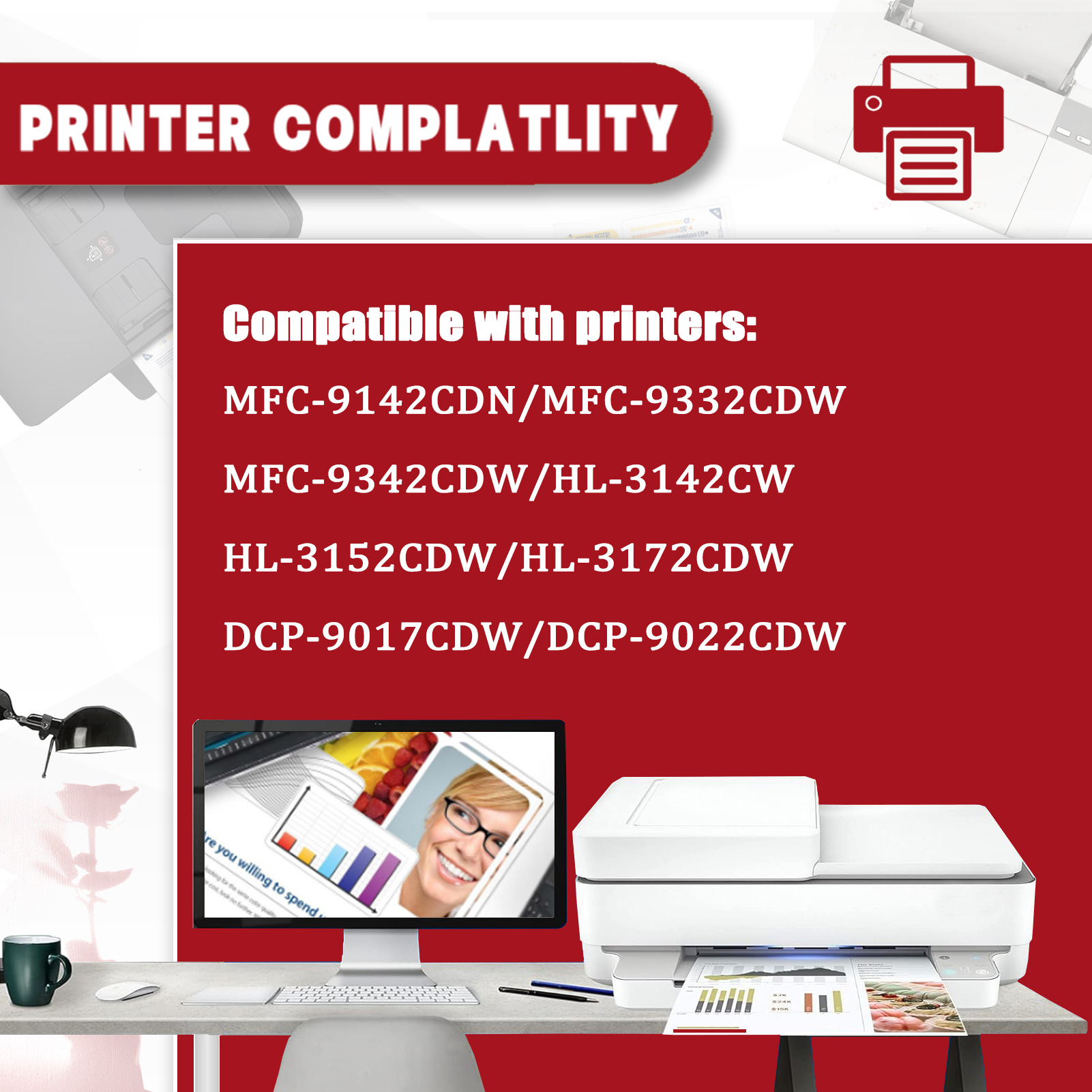 For TN242 Toner Cartridge Work For Brother HL-3140 HL-3140W HL-3150CDW HL-3170CDW MFC-9330CDW MFC-9140CDN MFC-9340CDW DCP-9020CDW Printers