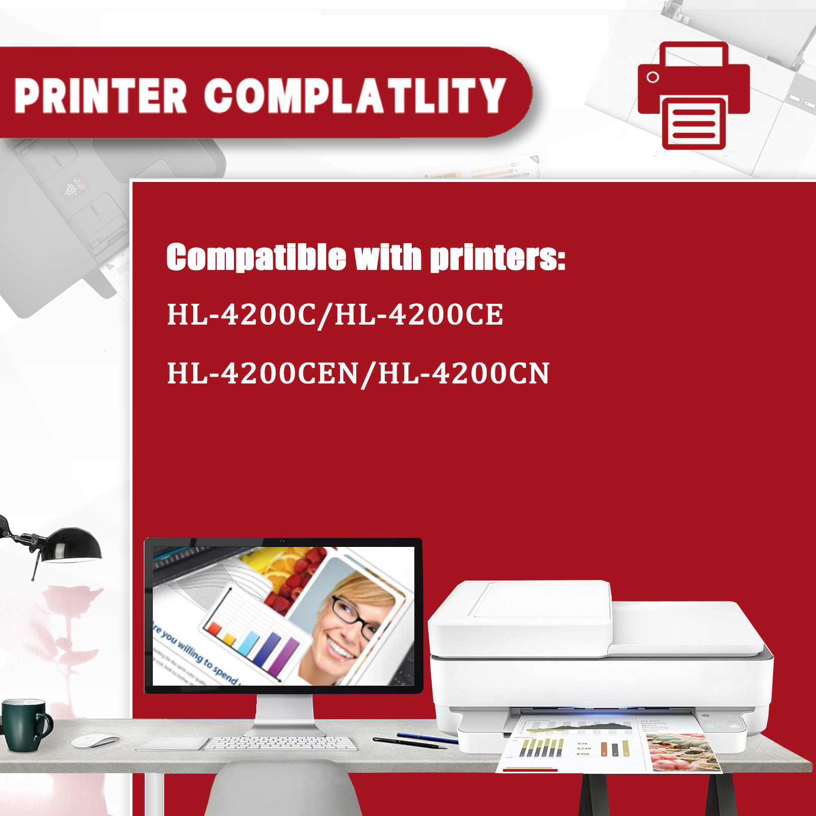 For TN12 Toner Cartridges Work For Brother HL-4200C HL-4200CE HL-4200CEN HL-4200CN Printers