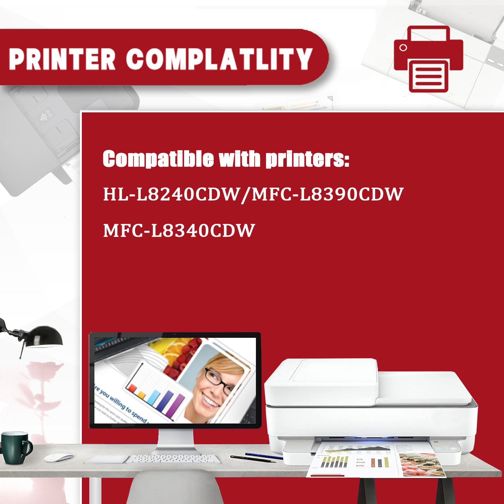 For TN259 Toner Cartridge Work For Brother HL-L8240CDW MFC-L8390CDW MFC-L8340CDW Printers