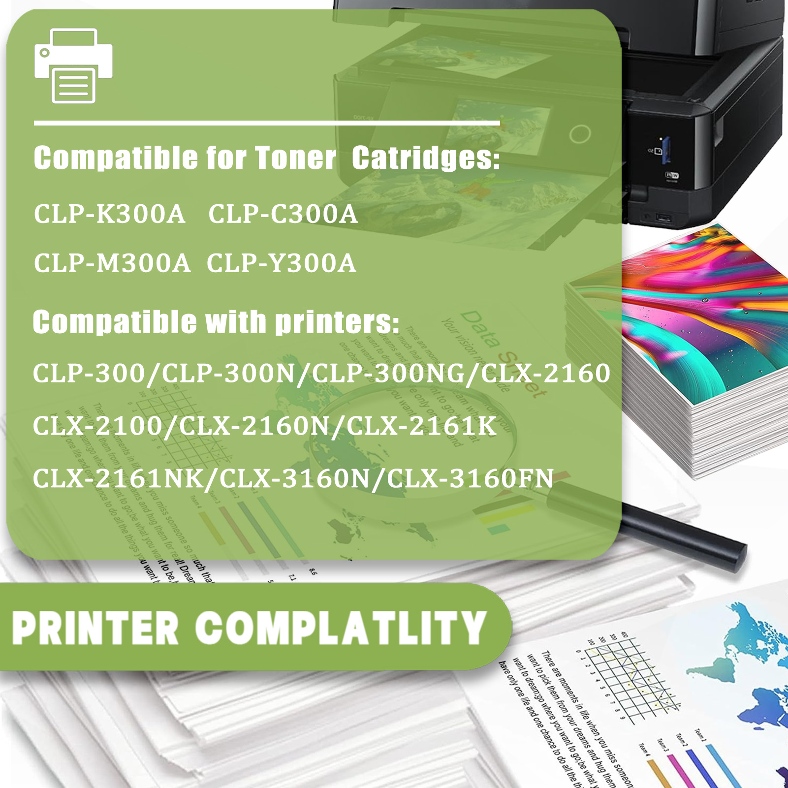 For Samsung CLP-300A CLP-K300A CLP-C300A CLP-M300A CLP-Y300A Toner Cartridge Work For Samsung CLP-300 CLP-300N CLX-2160 CLX-2160N CLX-3160 CLX-3160FN Printers