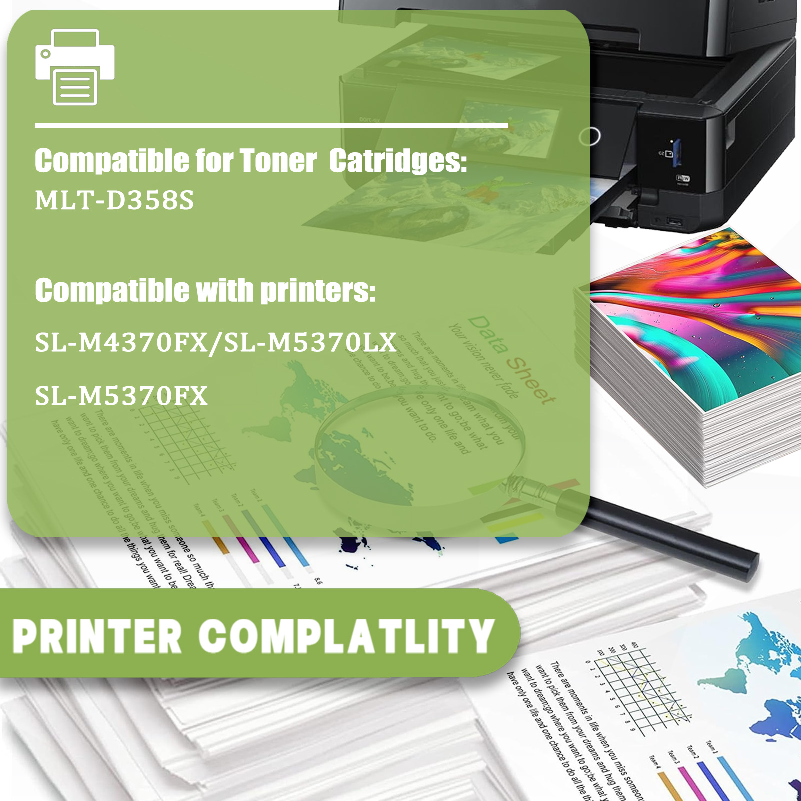 For Samsung MLT-D358S Toner Cartridges Work For Samsung MultiXpress SL-M4370LX SL-M4370FX SL-M5370LX SL-M5370FX Printers