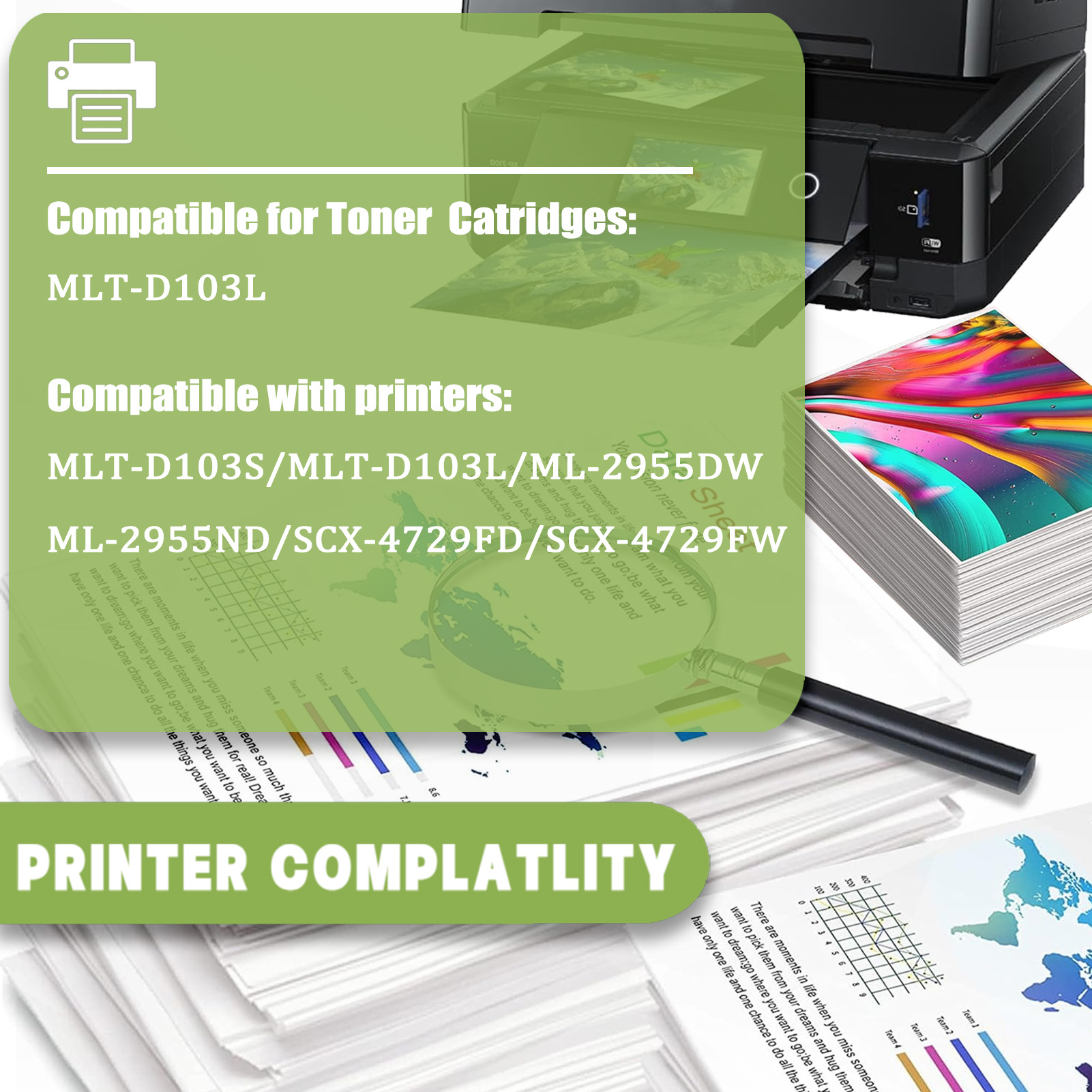 For Samsung MLT-D103L Toner Cartridges Work For Samsung ML-2950ND ML-2955ND ML-2955DW SCX-4701ND SCX-4728FD SCX-4729FD SCX-4729FW SCX-4726FN SCX-4705ND Printers
