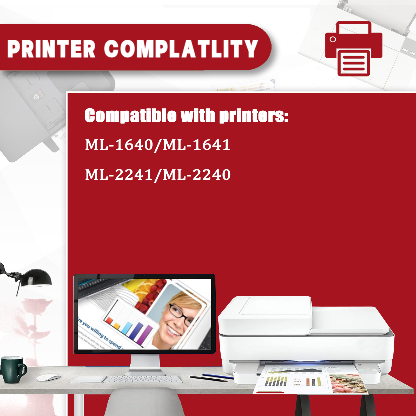 For Samsung MLT-D108S Toner Cartridges Work For Samsung ML-1640 ML-1641 ML-2241 ML-2240 Printers