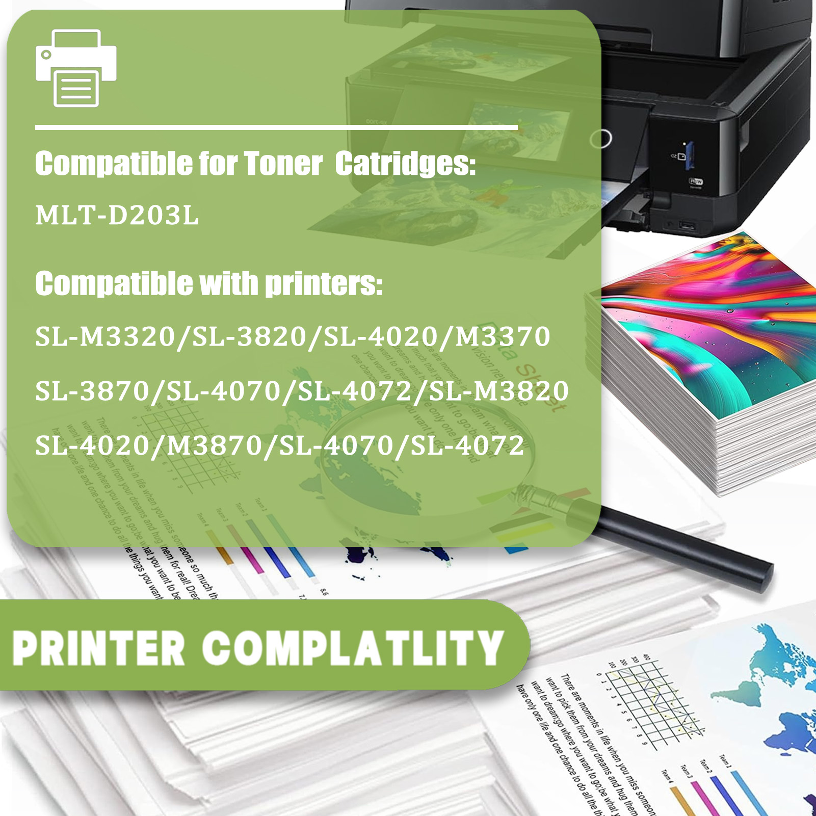 For Samsung MLT-D203L Toner Cartridges Work For Samsung ProXpress SL-M3320 SL-M3320ND SL-M3370 SL-M3370FD SL-M4072FD Printers