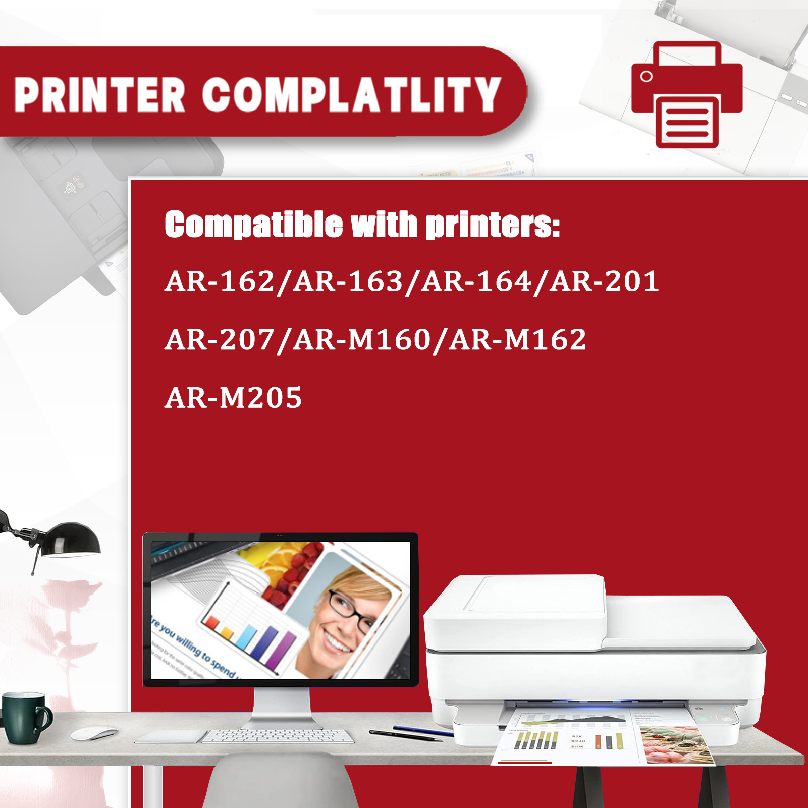 For Sharp AR-202NT Toner Cartridges Work Sharp AR-162 AR-163 AR-164 AR-201 AR-207 AR-M160 AR-M162 AR-M205 Printers