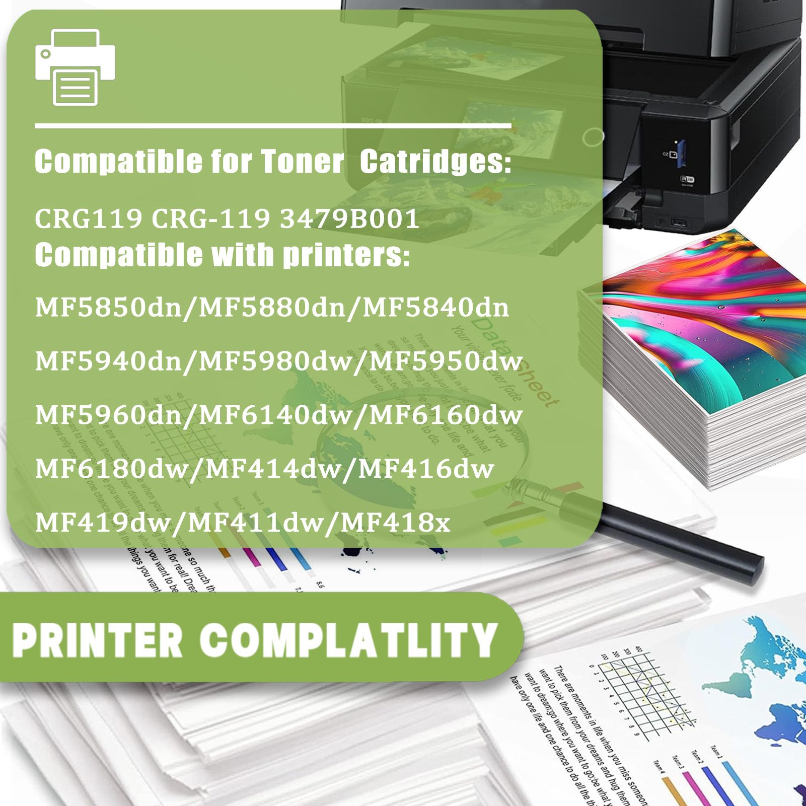 For CRG119 119 CRG-119 3479B001 Toner Cartridges Work For Canon imageCLASS MF5850dn MF5880dn MF5840dn MF5940dn MF5980dw MF5950dw MF5960dn MF6140dw MF6160dw Printers