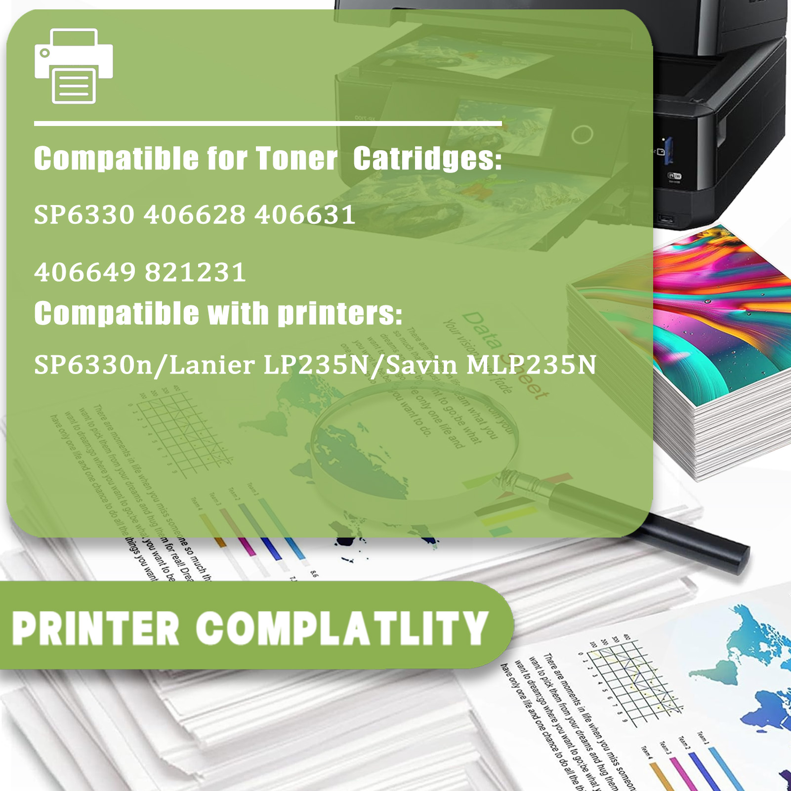 For Ricoh SP 6330A 406628Toner Cartridges Work Ricoh Aficio SP 6330N LP235N MLP235N Printers