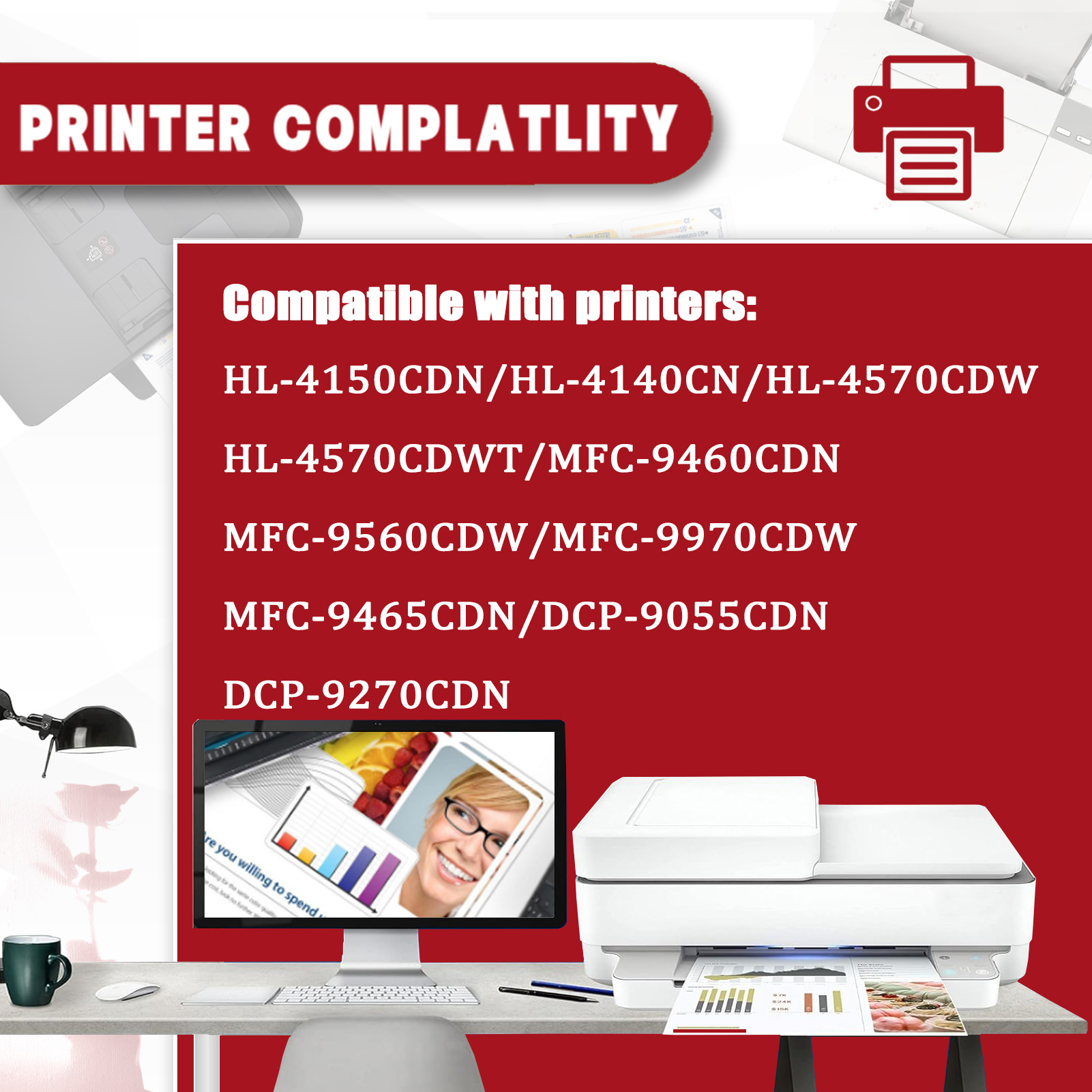 For TN3437 Toner Cartridges Work For Brother HL-4150CDN HL-4140CN HL-4570CDW HL-4570CDWT MFC-9460CDN MFC-9560CDW MFC-9970CDW MFC-9465CDN DCP-9055CDN DCP-9270CDN Printers