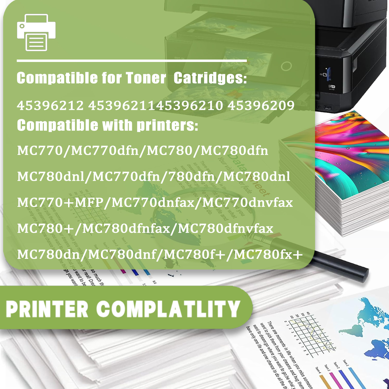 For OKI MC780 45396212 45396211 45396210 45396209 Toner Cartridge Work For OKI MC770 MC770dfn MC780 MC780dfn MC780dnl Printers