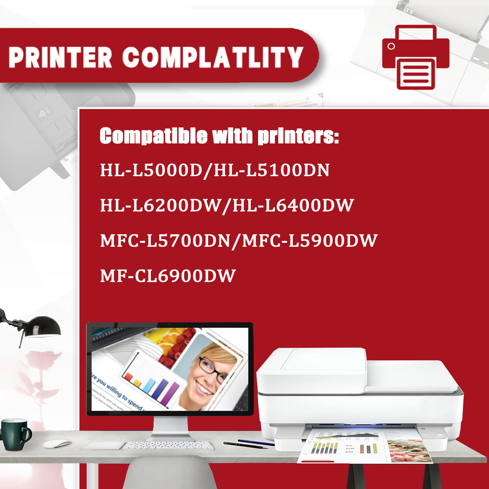 For TN3428 Toner Cartridges Work For Brother HL-L5000D HL-L5100DN HL-L6200DW HL-L6400DW MFC-L5700DN MFC-L5900DW MF-CL6900DW Printers