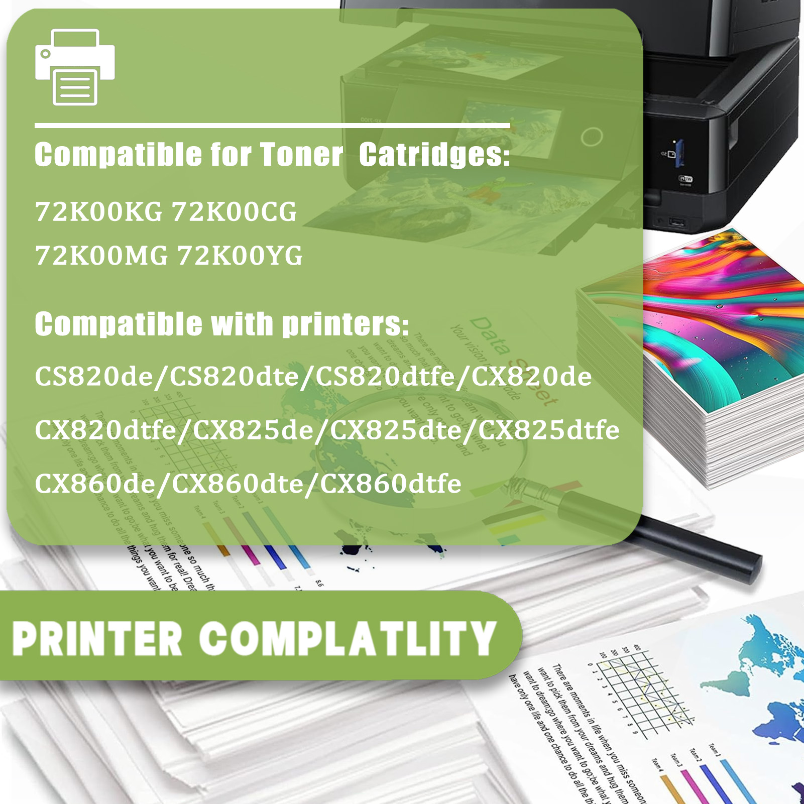 For Lexmark CX820 72K00KG 72K00CG 72K00MG 72K00YG Toner Cartridge Work For Lexmark CS820 CX820 CX825 CX860 CS820de CS820dte CS820dtfe CX820de CX820dtfe CX825de CX825dte CX825dtfe CX860de CX860dte Printers