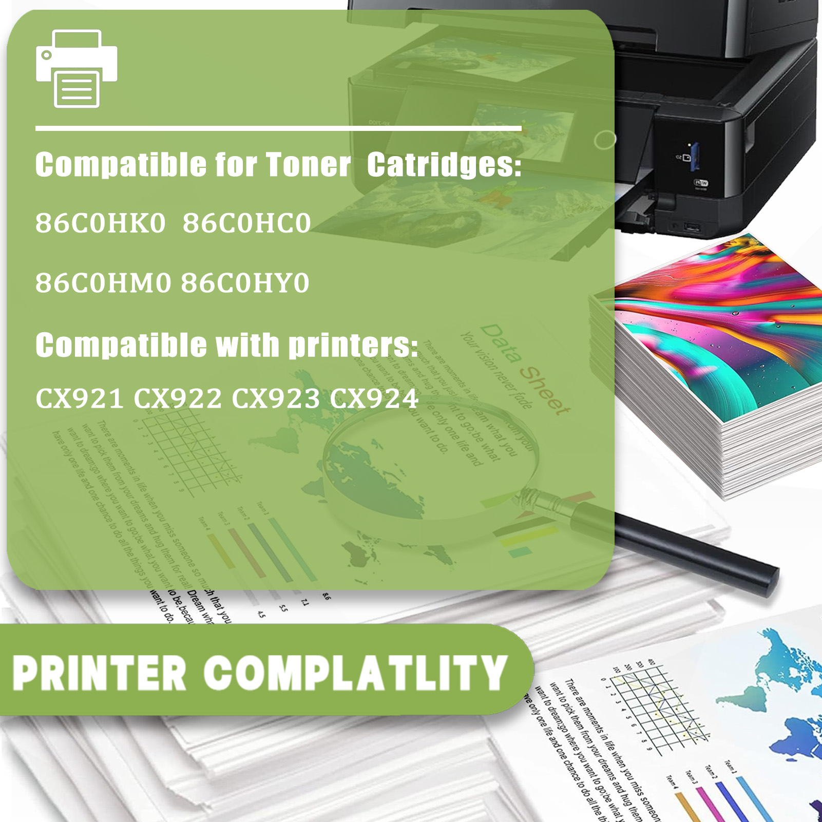 For Lexmark CX921 86C0HK0 86C0HC0 86C0HM0 86C0HY0 Toner Cartridge Work For Lexmark CX921 C792de C792dhe C792dte C792e CX921de CX921dte CX921dtfe CX921dtme CX921dtpe CX921dtse Printers