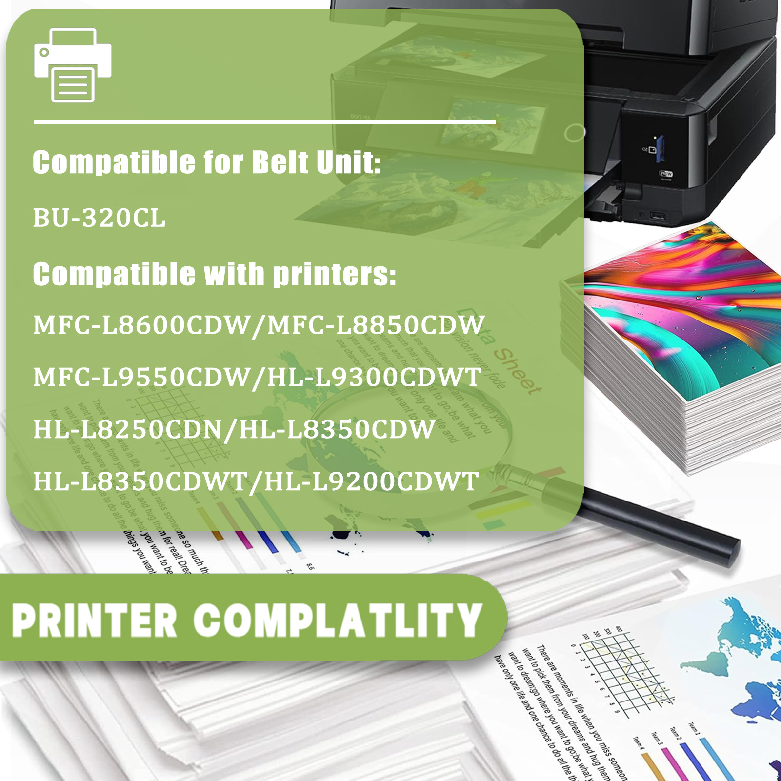 BU-320CL Belt Unit Compatible for Brother BU320CL Belt Units Work for Brother MFC-L8600CDW MFC-L8850CDW MFC-L9550CDW HL-L9300CDWT HL-L8250CDN HL-L8350CDW Printers