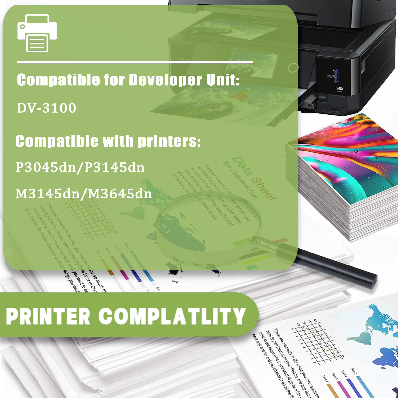 For Kyocera DV-3100 Developing Chamber Work For Kyocera ECOSYS P3045dn P3145dn M3145dn M3645dn Printers