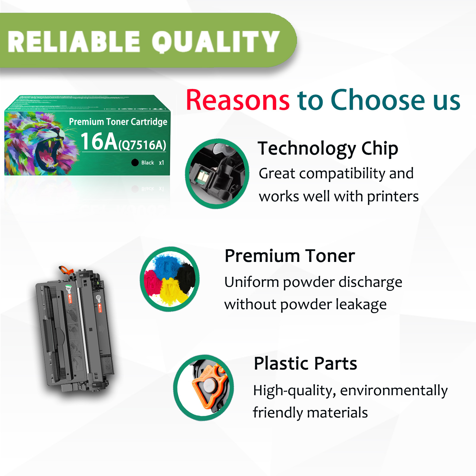 For HP 16A Q7516A Toner Cartridges Work For HP LaserJet 5200 5200n 5200tn 5200dtn 5200L 5200Lx Printers