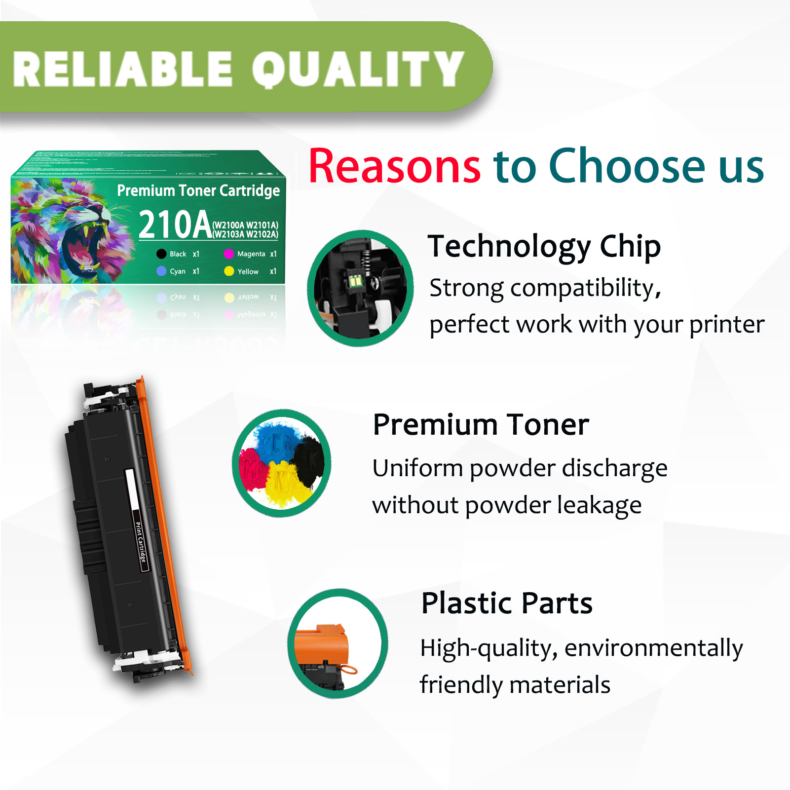 For HP 210A W2100A W2101A W2103A W2102A Toner Cartridge Work for HP Color LaserJet Pro 4201dn 4201dw MFP 4301fdn 4301fdw Printers