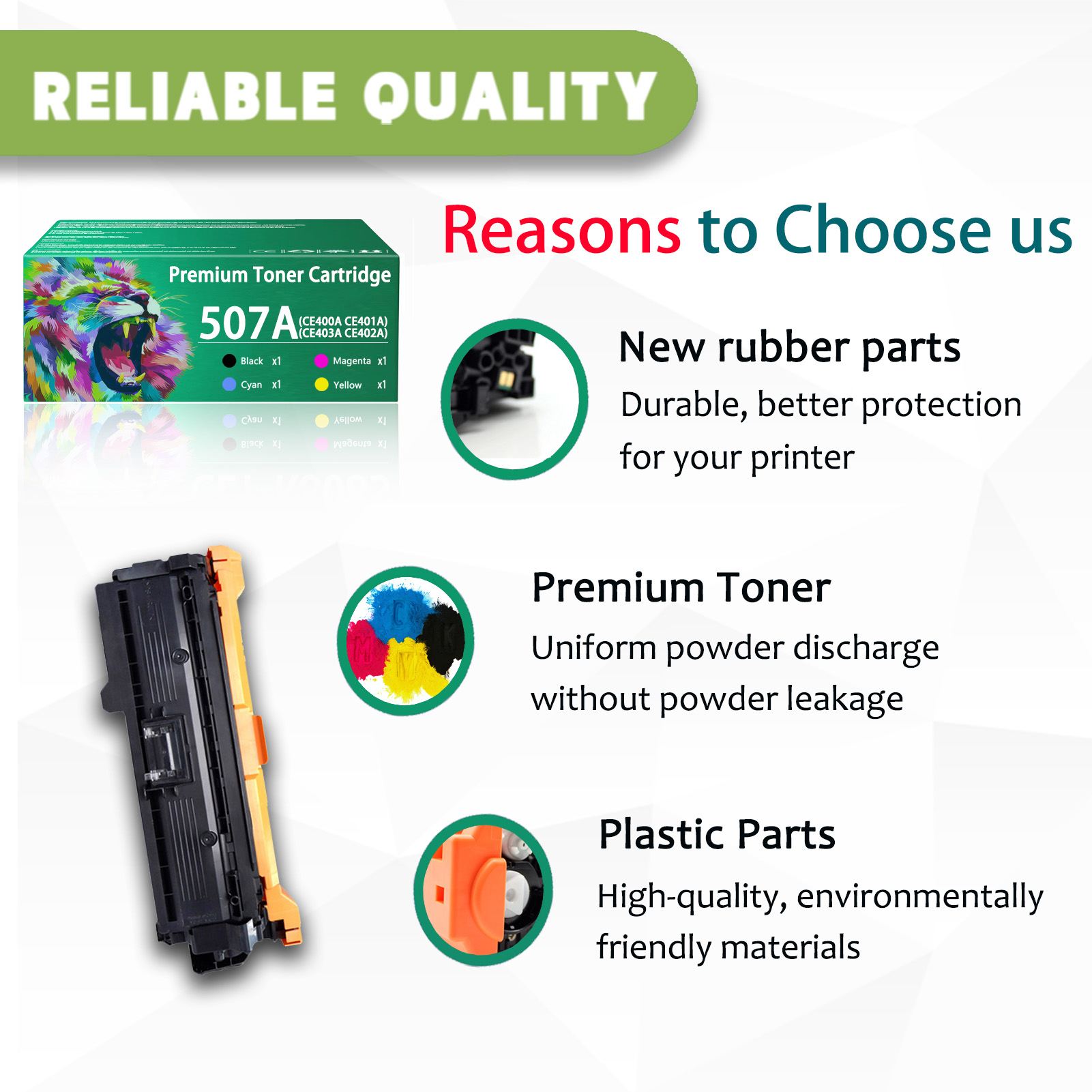 For HP 507A CE400A CE401A CE403A CE402A Toner Cartridge Work for HP LaserJet M570dn Enterprise 500 color M551dn M551n M551xh MFP M575dn M575f M575c Printers