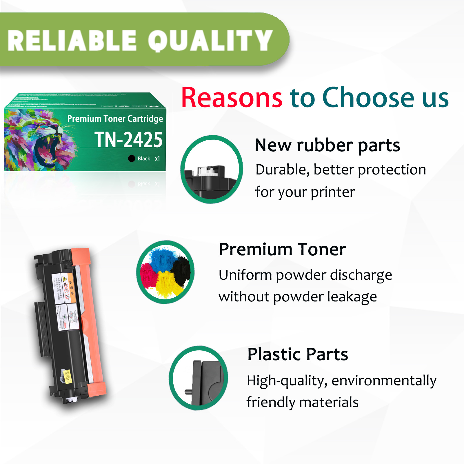 For TN2425 Toner Cartridges Work For Brother DCP-7090DW DCP-7190DW DCP-7195DW DCP-L2535DW DCP-L2550DW HL-2595DW MFC-7895DW Printers