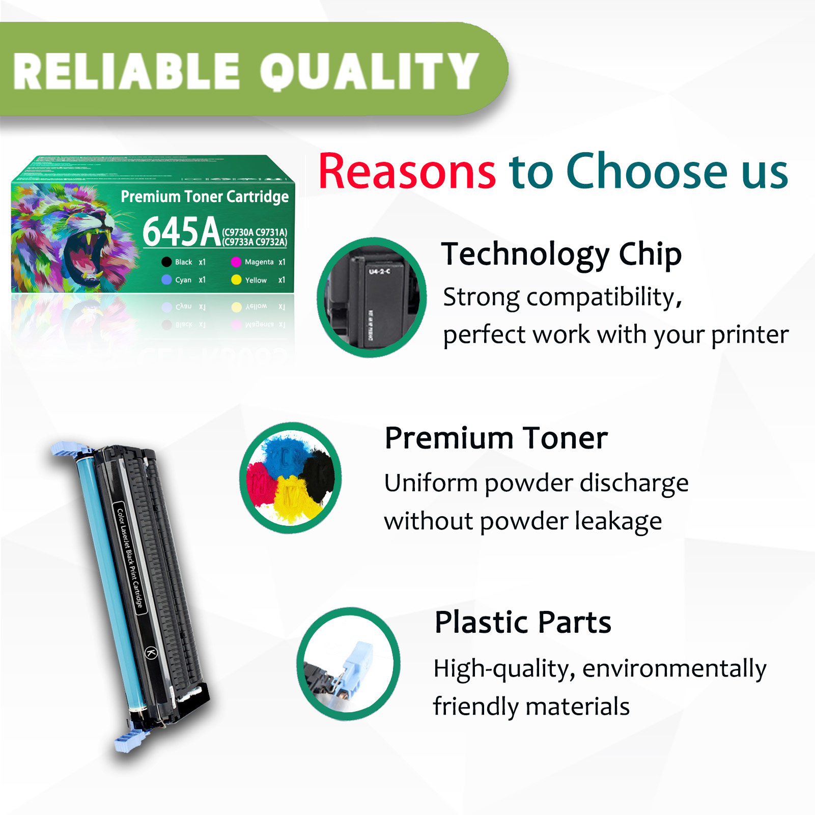 For HP 645A C9730A C9731A C9733A C9732A Toner Cartridge Work for HP Color Laserjet 5550 5550dn 5550n 5550dtn 5550hdn 5500 5500dn 5500n 5500dtn 5500hdn Printers