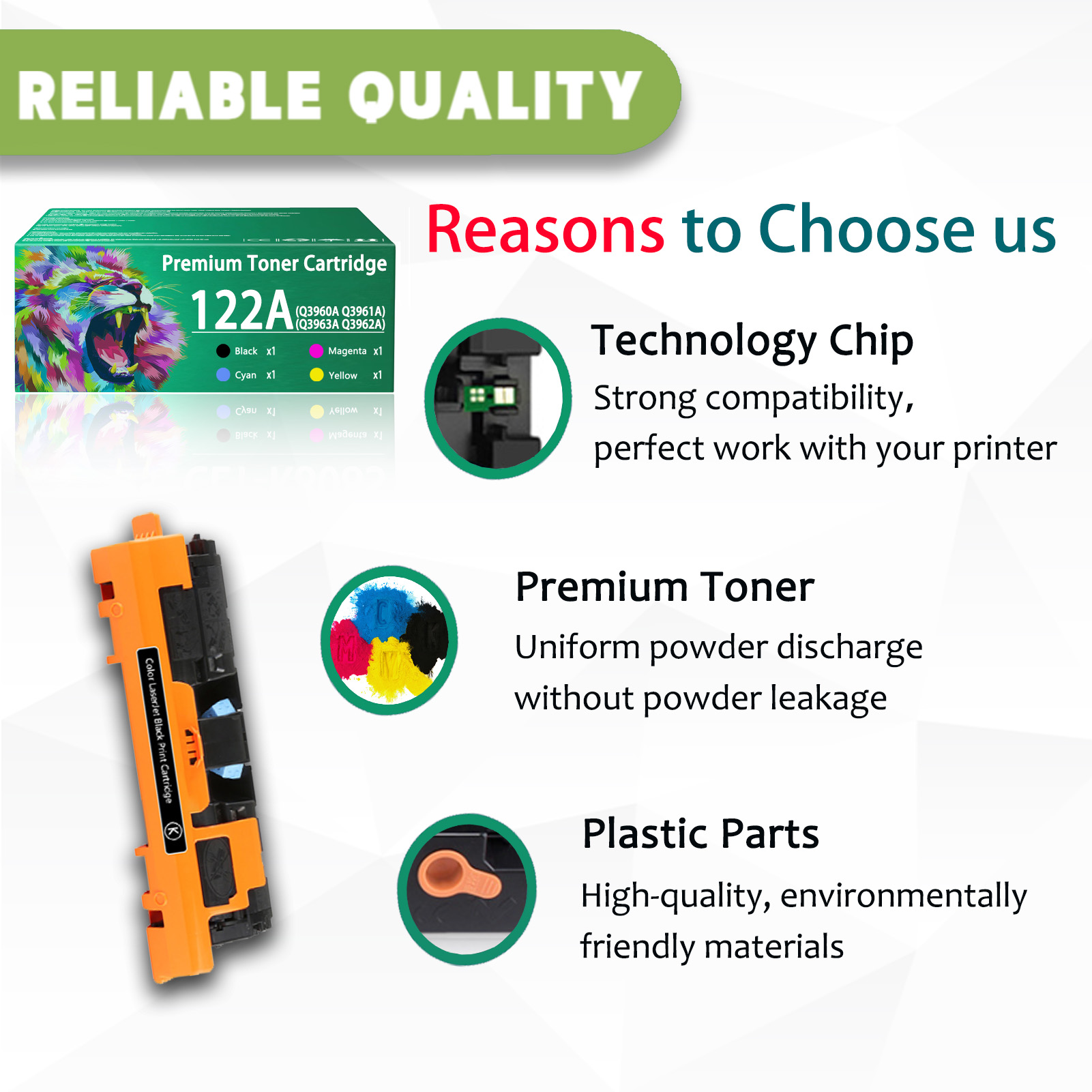 For HP 122A Q3960A Q3961A Q3963A Q3962A Toner Cartridge Work for HP Color LaserJet 2550 2550L 2550LN 2550N 2800 2820 2840 Printers