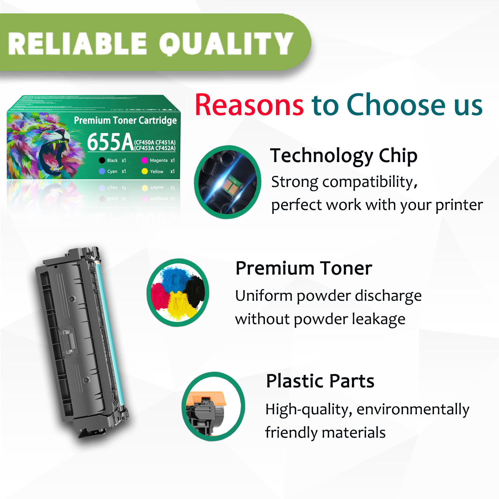 For HP CF450A CF451A CF453A CF452A Toner Cartridge Work for HP Color LaserJet Enterprise M652dn M652n M652 M653dn M653dh M653x M653 MFP M681dh M681f M681 Flow MFP M681f M681z M682z Printers