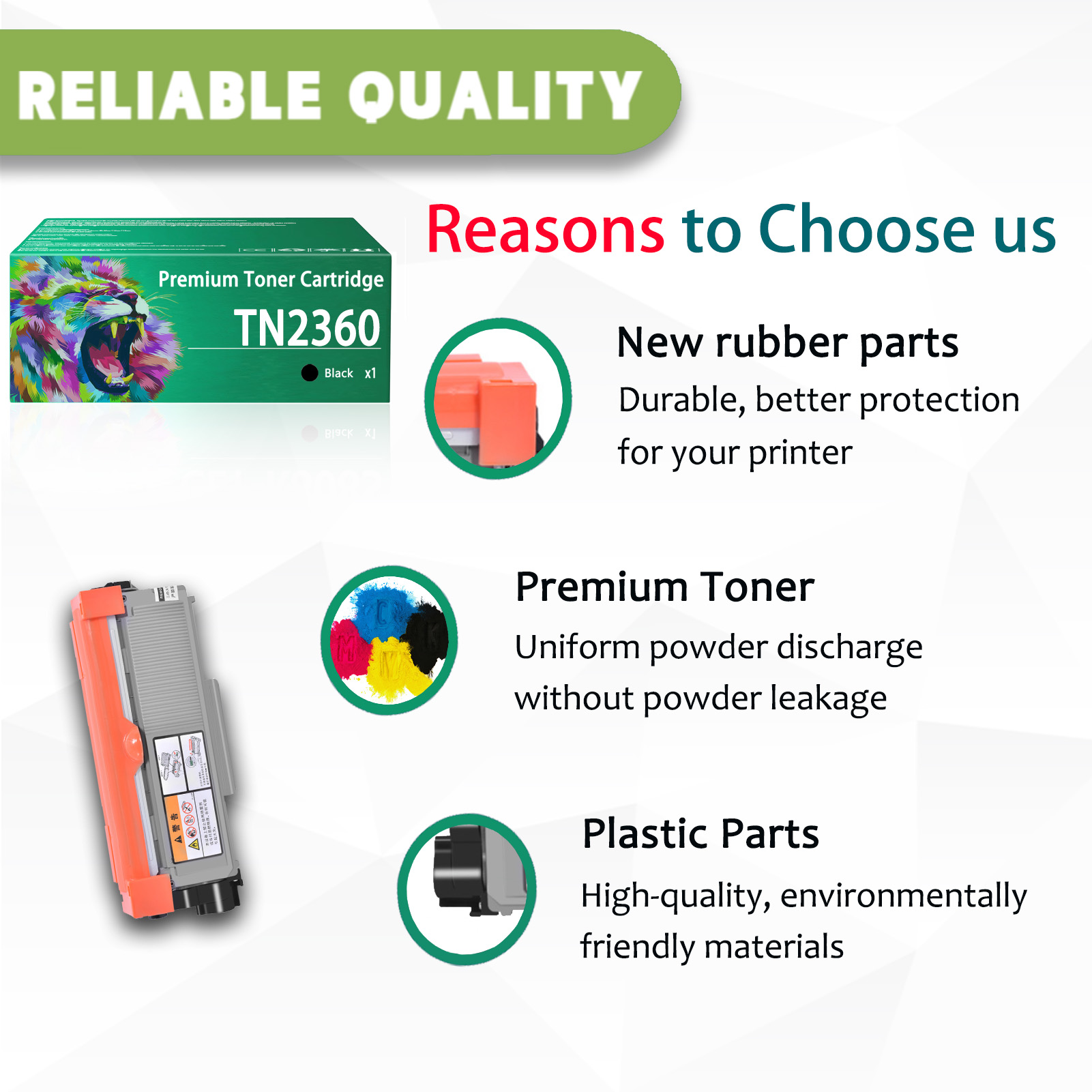 For TN2360 Toner Cartridges Work For Brother HL-L2360DW HL-L2380DW HL-L2300D HL-L2340DW MFC-L2680W HL-L2705DW HL-L2707dw HL-L2720DW Printers