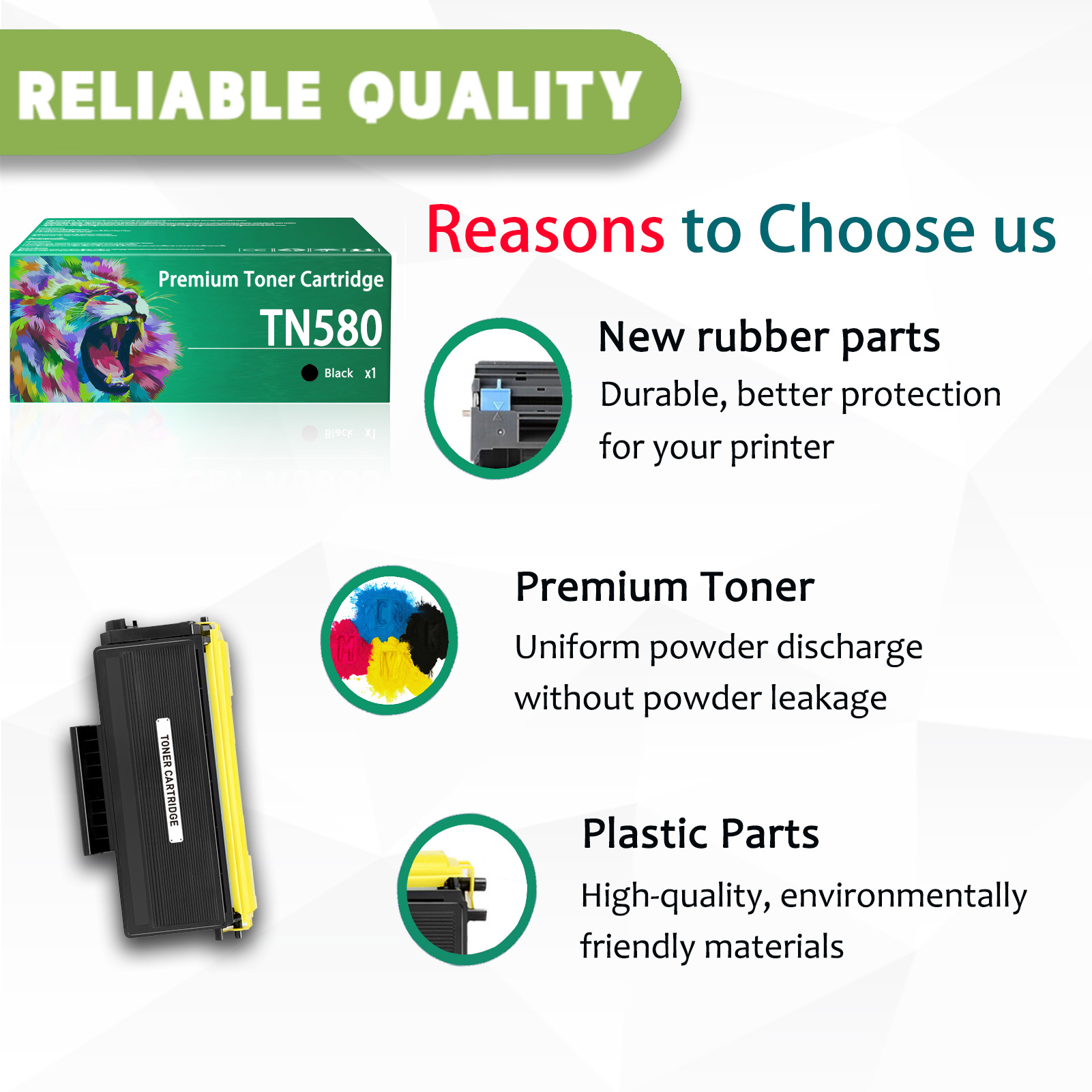 For TN580 Toner Cartridges Work For Brother DCP-B7500D B7520DW HL-B2050 B2000D B2080DW MFC-B7720DN MFC-B7700D MFCB7715DW DCP-B7535DW Printers