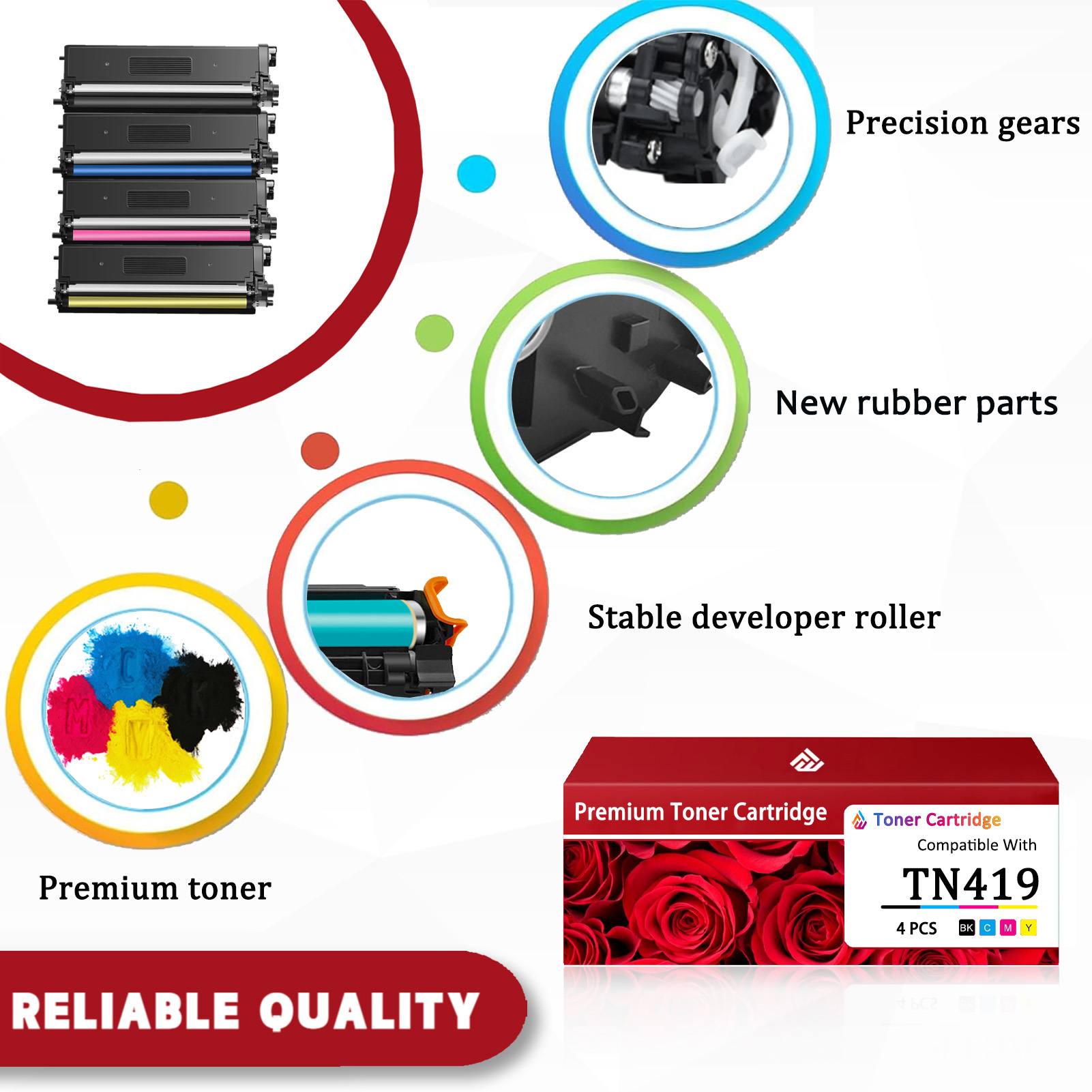 For Brother TN419 Toner Cartridge Work For Brother HL-L8260CDW HL-8360CDWT HL-8360CDW HL-L9310CDW DCP-L8410CDW MFC-L8610CDW MFC-L8690CDW MFC-8900CDW MFC-L9570CDW Printers