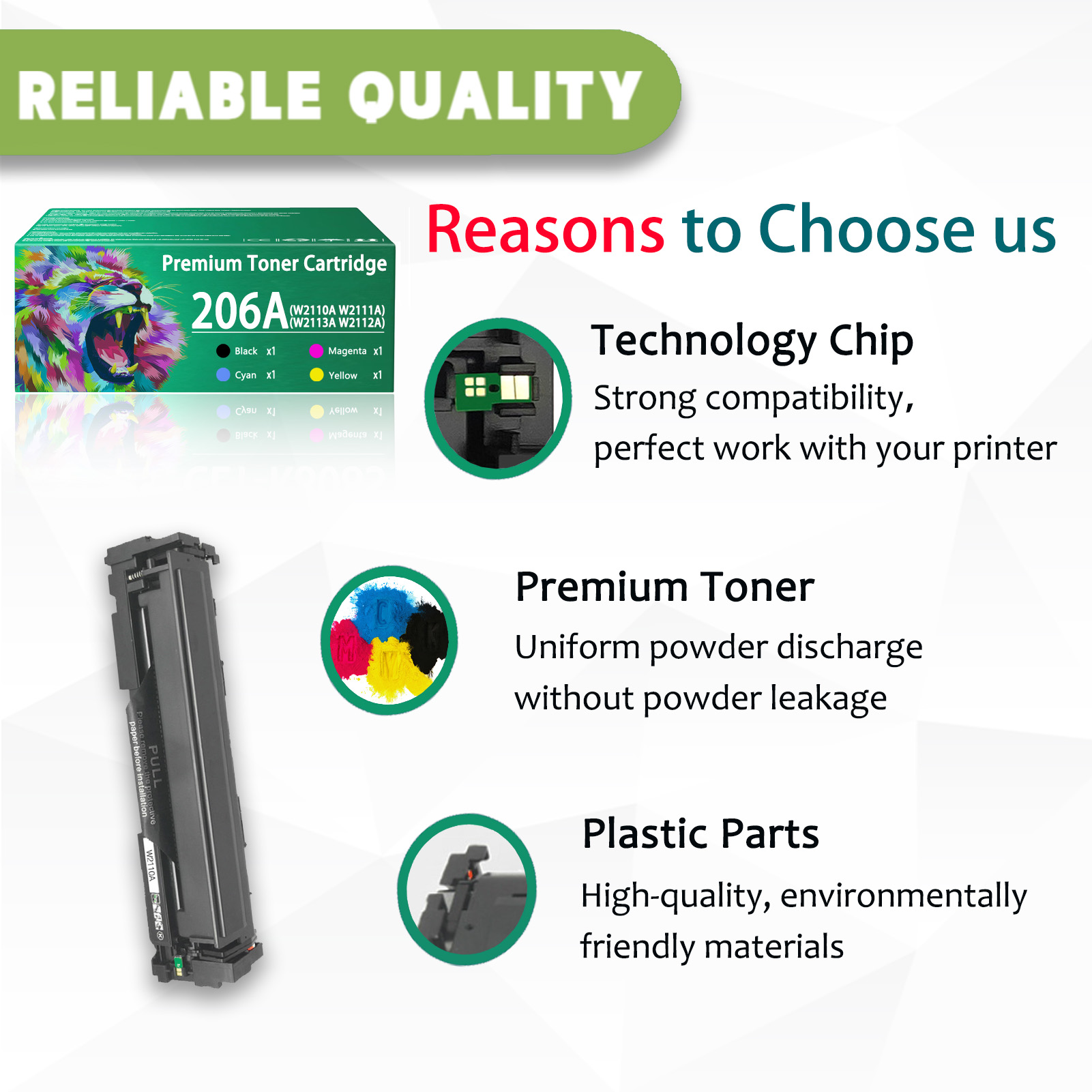 For HP 206A W2210A W2211A W2212A W2213A Toner Cartridge Work for HP LaserJet Pro M155a M155nw M155dw M182nw M182n M183fw M183rw M183fdw Printers