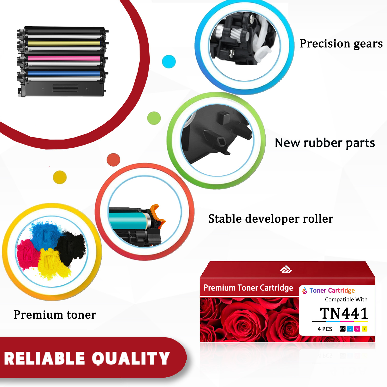 For TN441 Toner Cartridge Work For Brother HL-L8260CDW HL-L8360CDWT HL-L8360CDW HL-L9310CDW DCP-L8410CDW MFC-L8610CDW MFC-L8690CDW MFC-L8900CDW MFC-L9570CDW Printers