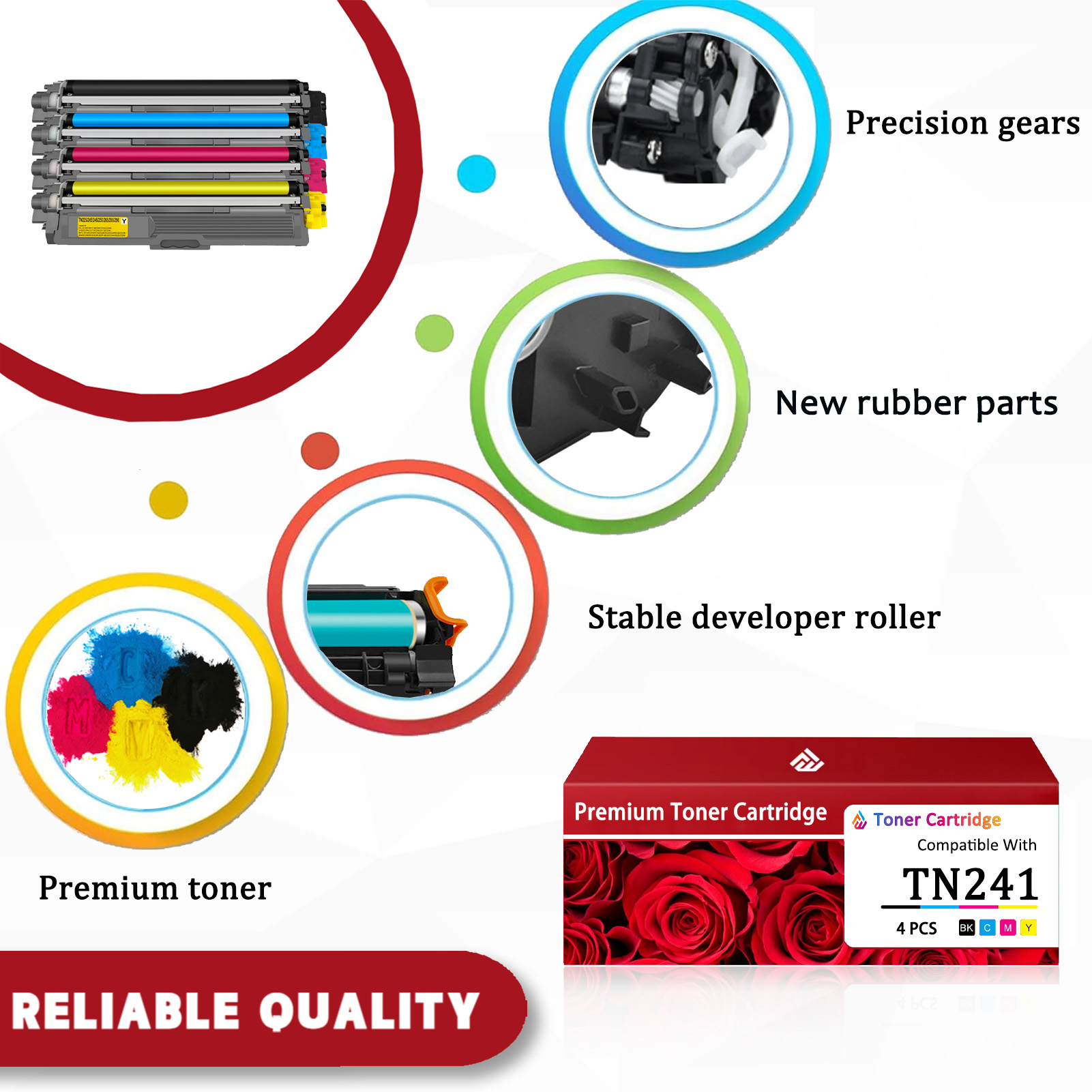 For TN241 Toner Cartridge Work For Brother HL-3140 HL-3140W HL-3150CDW HL-3170CDW MFC-9330CDW MFC-9140CDN MFC-9340CDW DCP-9020CDW Printers