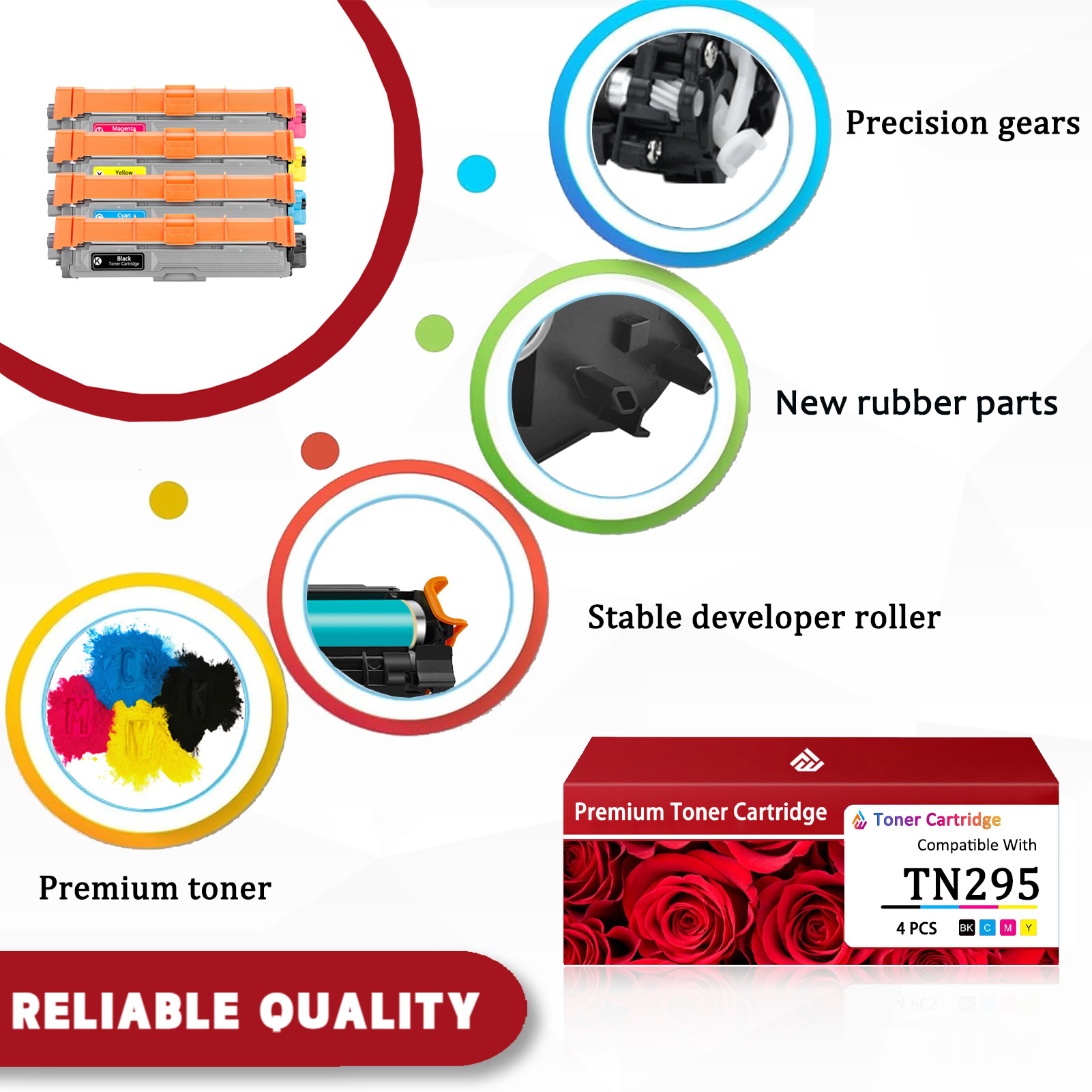 For TN295 Toner Cartridge Work For Brother DCP-9020CDN HL-3150CDN HL-3170CDW MFC-9140CDN MFC-9330CDW MFC-9335CDW MFC-9340CDW DCP-9015CDW HL-3140CW HL-3180CDW MFC-9130CW Printers