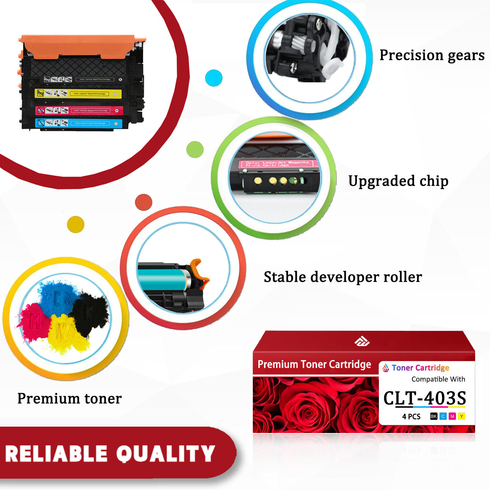 For Samsung CLT-403S CLT-K403S CLT-C403S CLT-M403S CLT-Y403S Toner Cartridge Work For Samsung SL-C435 SL-C436 SL-C436W SL-C485 SL-C485FW SL-C486 SL-C486W Printers