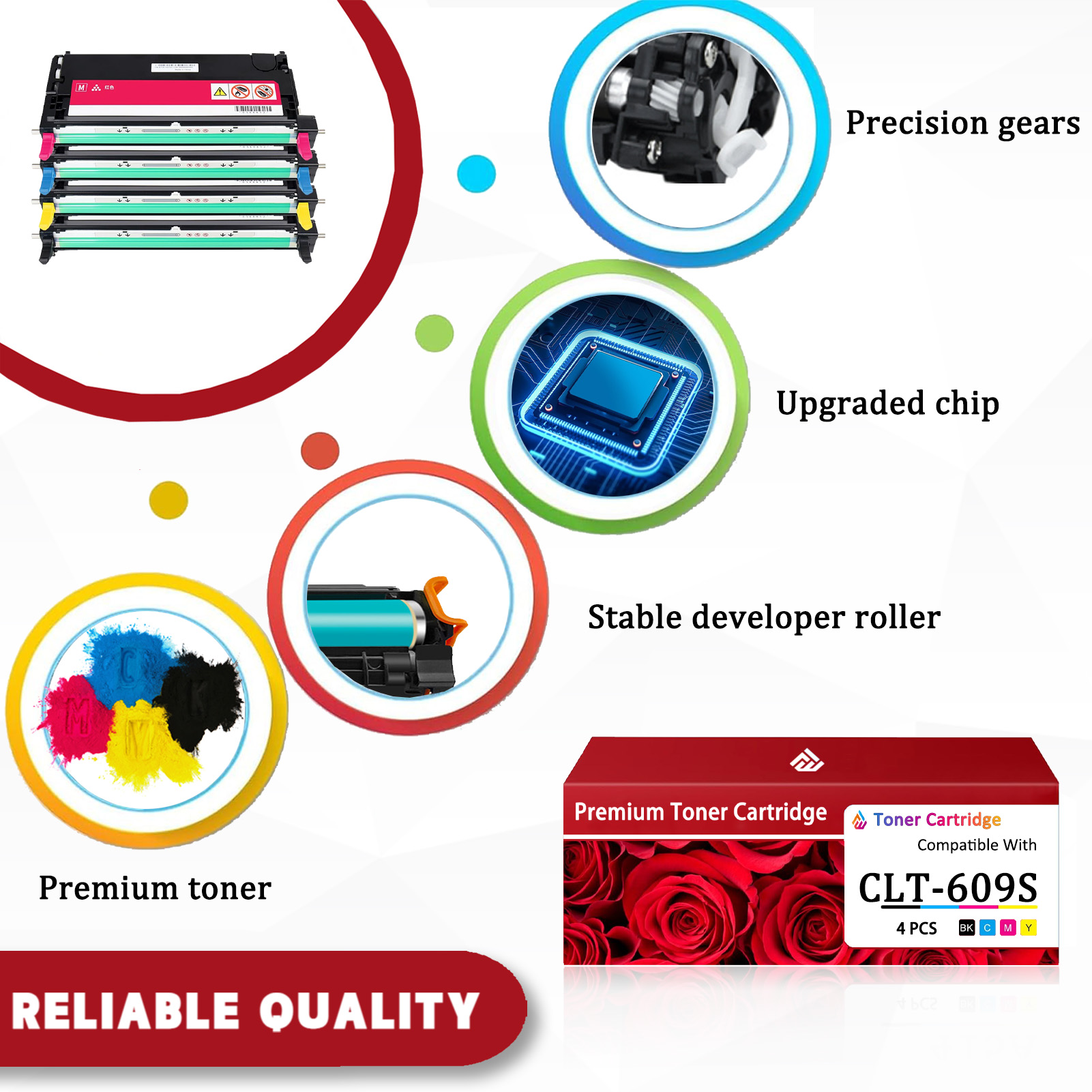 For Samsung CLT-609S CLT-K609S CLT-C609S CLT-M609S CLT-Y609S Toner Cartridge Work For Samsung CLP-770ND CLP-775ND Printers