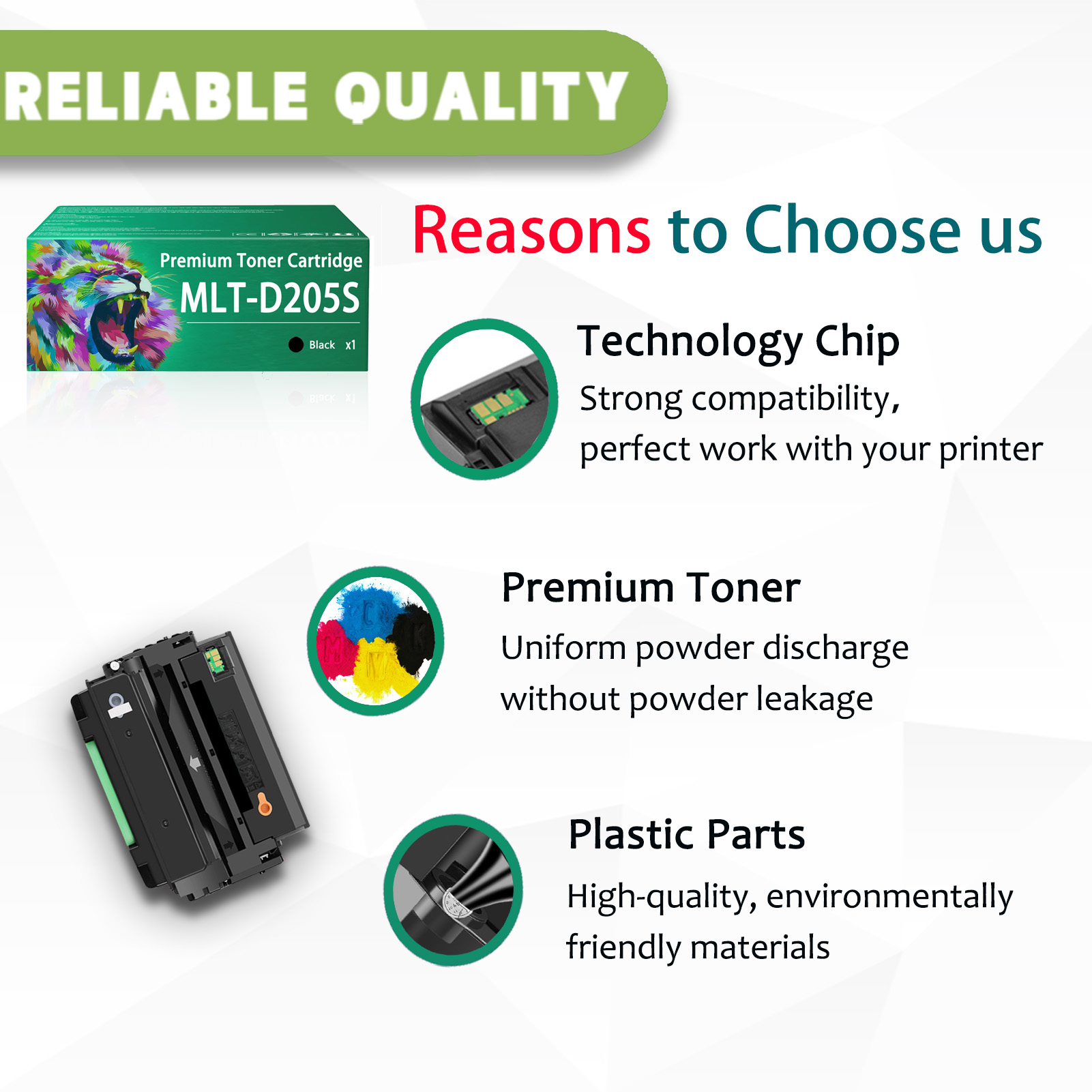 For Samsung MLT-D205S Toner Cartridges Work For Samsung ML-3300 ML-3310 ML-3312 ML-3710 ML-3712 SCX-4833 SCX-4835 SCX-5637 SCX-5639 SCX-5737 SCX-5739 Printers