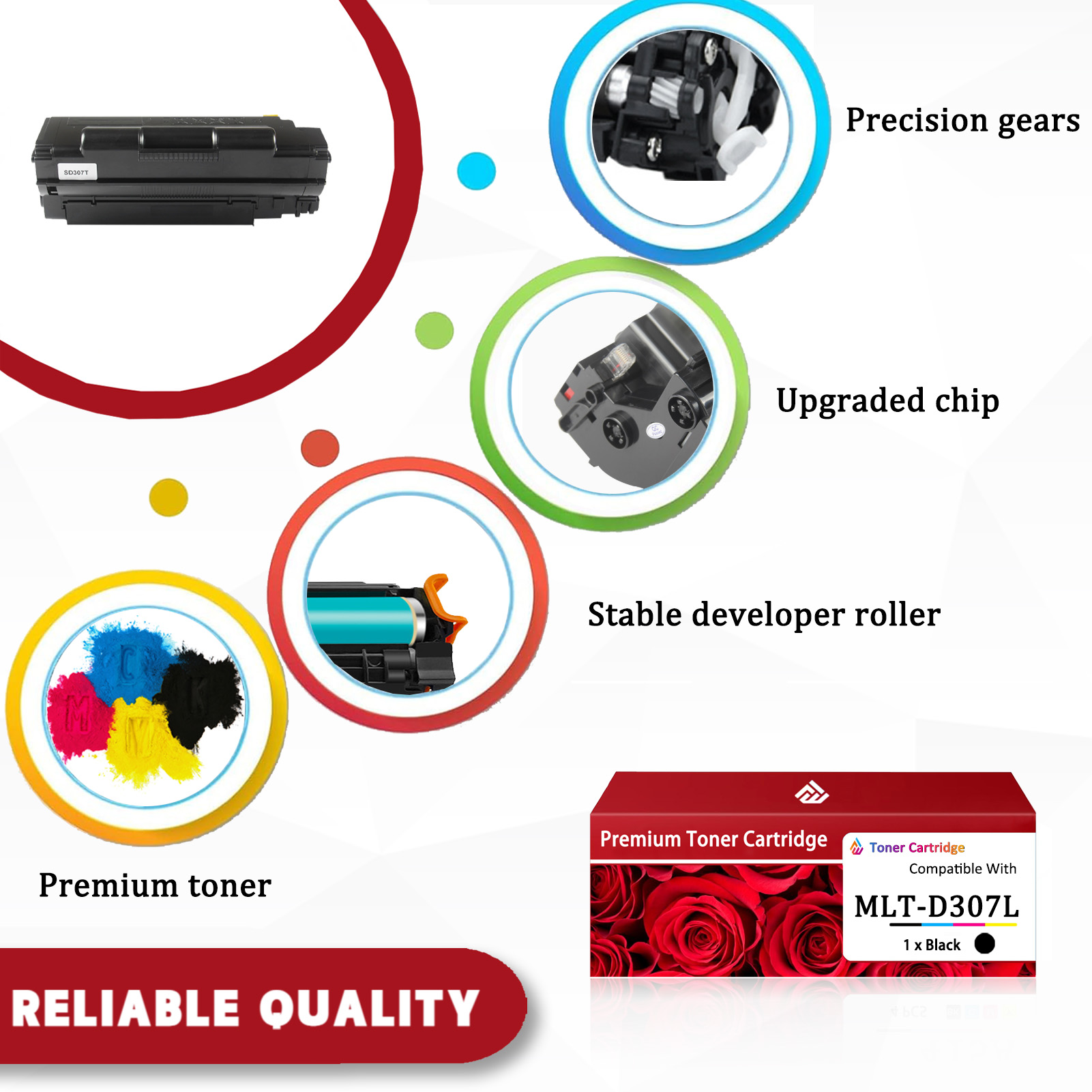 For Samsung MLT-D307L Toner Cartridges Work For Samsung ML-4510ND ML-4512ND ML-5010ND ML-5012ND ML-5017ND Printers