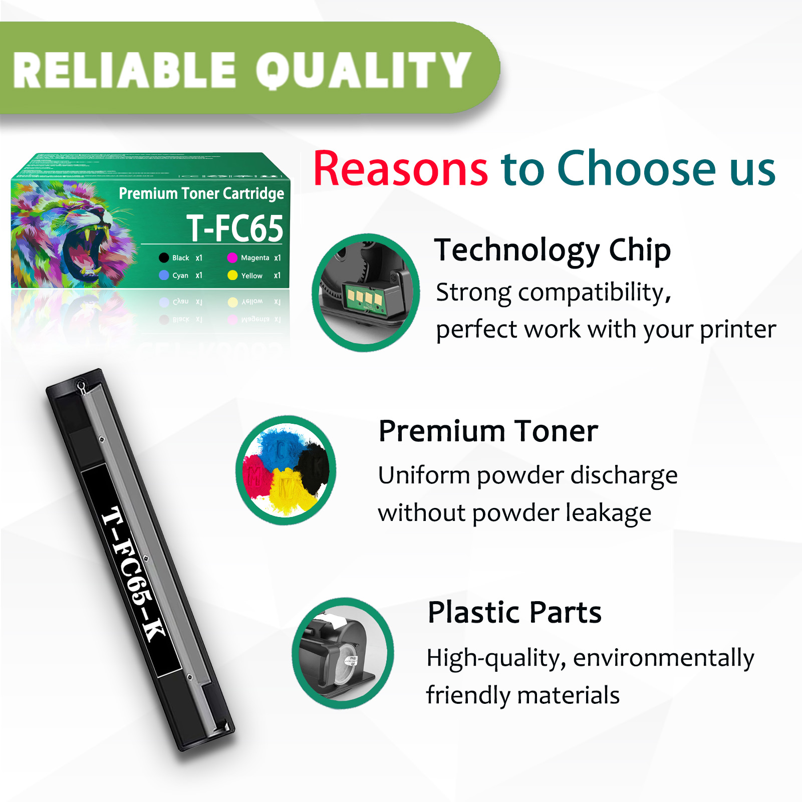 For Toshiba T-FC65 T-FC65 T-FC65-K T-FC65-C T-FC65-M T-FC65-Y Toner Cartridge Work For Toshiba E-Studio 5540C 6540C 6550C Printers