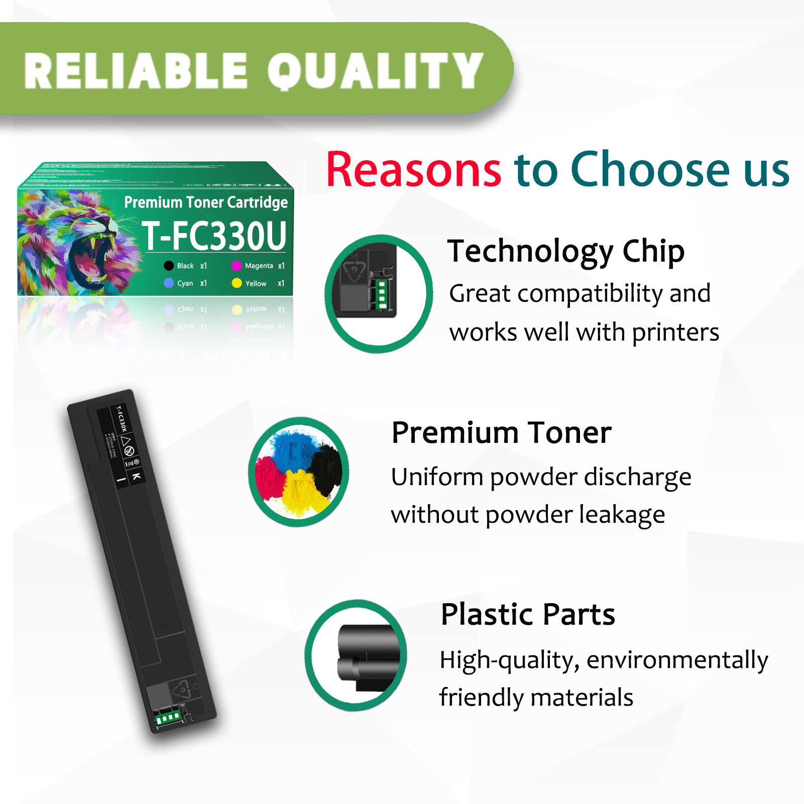 For Toshiba T-FC330U T-FC330U T-FC330U-K T-FC330U-C T-FC330U-M T-FC330U-Y Toner Cartridge Work For Toshiba E-Studio 330AC 400AC Printers