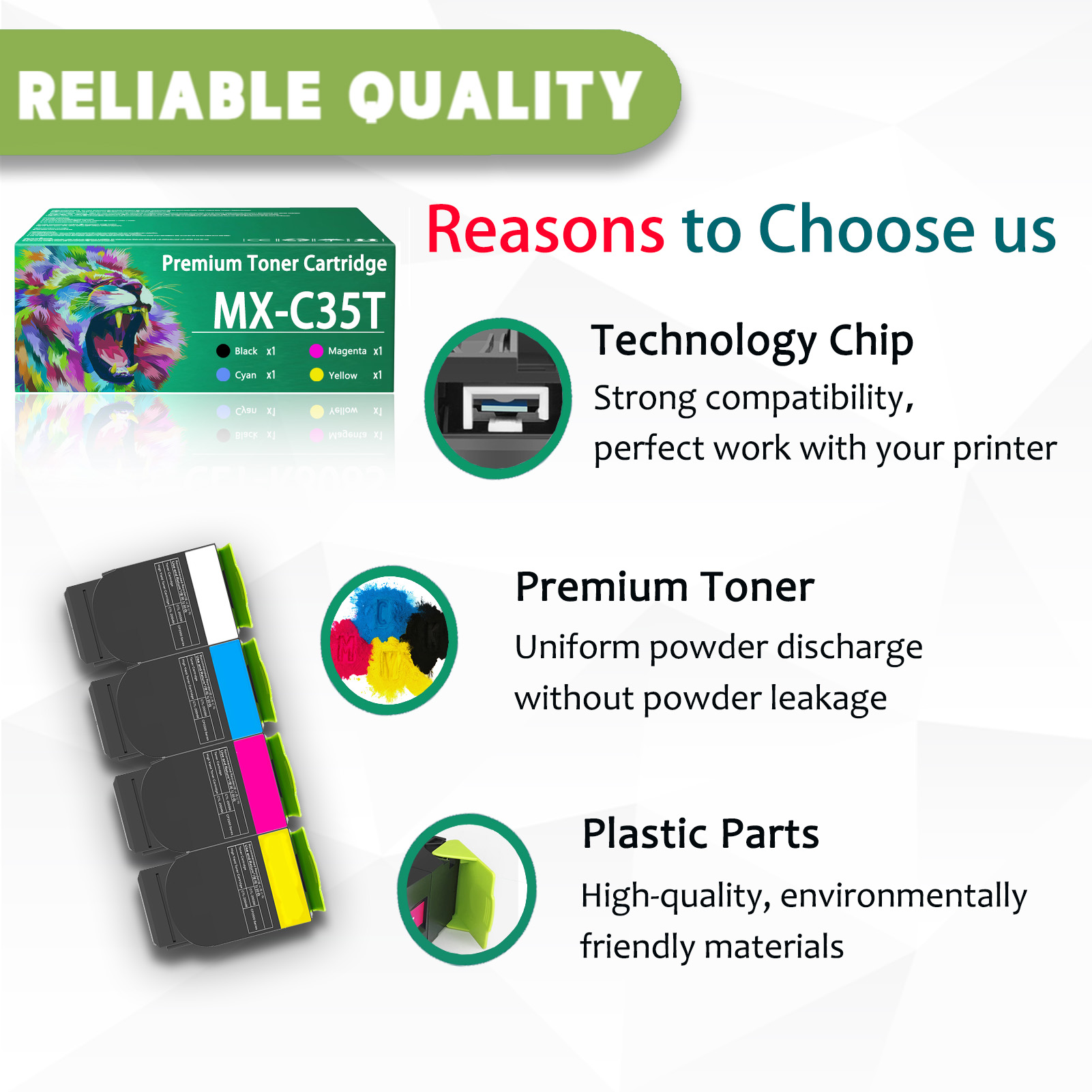 For Sharp MX-C35T MX-C35TB MX-C35TC MX-C35TM MX-C35TY Toner Cartridge Work For Sharp MX-C357F MX-C407P Printers