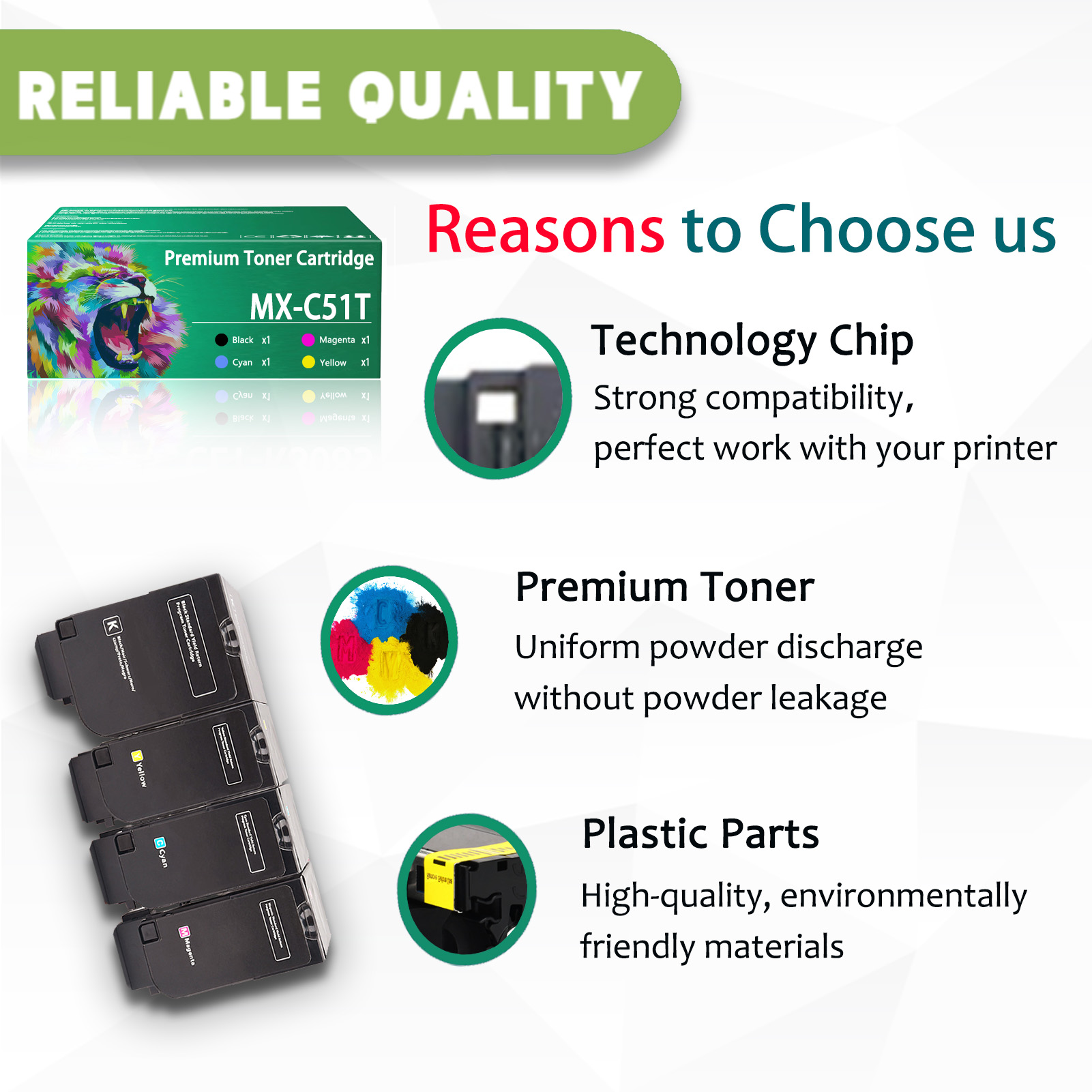 For Sharp MX-C51T MX-C51TB MX-C51TC MX-C51TM MX-C51TY Toner Cartridge Work For Sharp MX-C507P Printers