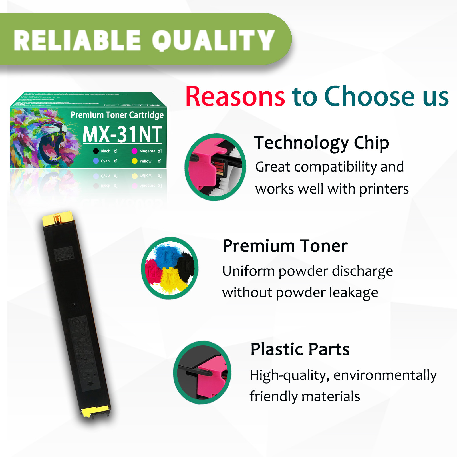 For Sharp MX-31NT MX-31NT-BA MX-31NT-CA MX-31NT-MA MX-31NT-YA Toner Cartridge Work For Sharp MX-2600N MX-3100N MX-4100N MX-4101N MX-5000N MX-5001N Printers