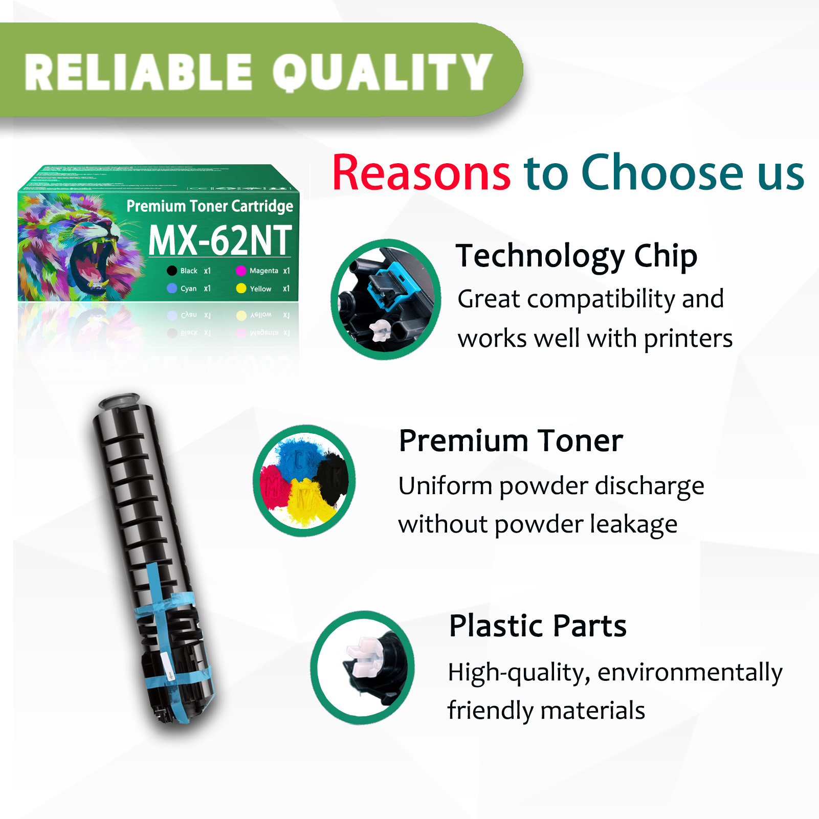 For Sharp MX-62NT MX-62NT-BA MX-62NT-CA MX-62NT-MA MX-62NT-YA Toner Cartridge Work For Sharp MX-6240N MX-6500N MX-6580N MX-7040N MX-7090N MX-7500N MX-7580N MX-8090N MX-6240 MX-6500 MX-6580 MX-7040 MX-7090 MX-7500 MX-7580 MX-8090 Printers