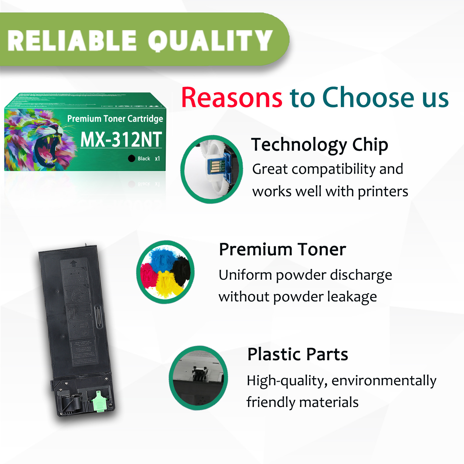 For Sharp MX-312NT Toner Cartridges Work Sharp MX-M260 MX-M264N MX-M310 MX-M314N MX-M354N Printers