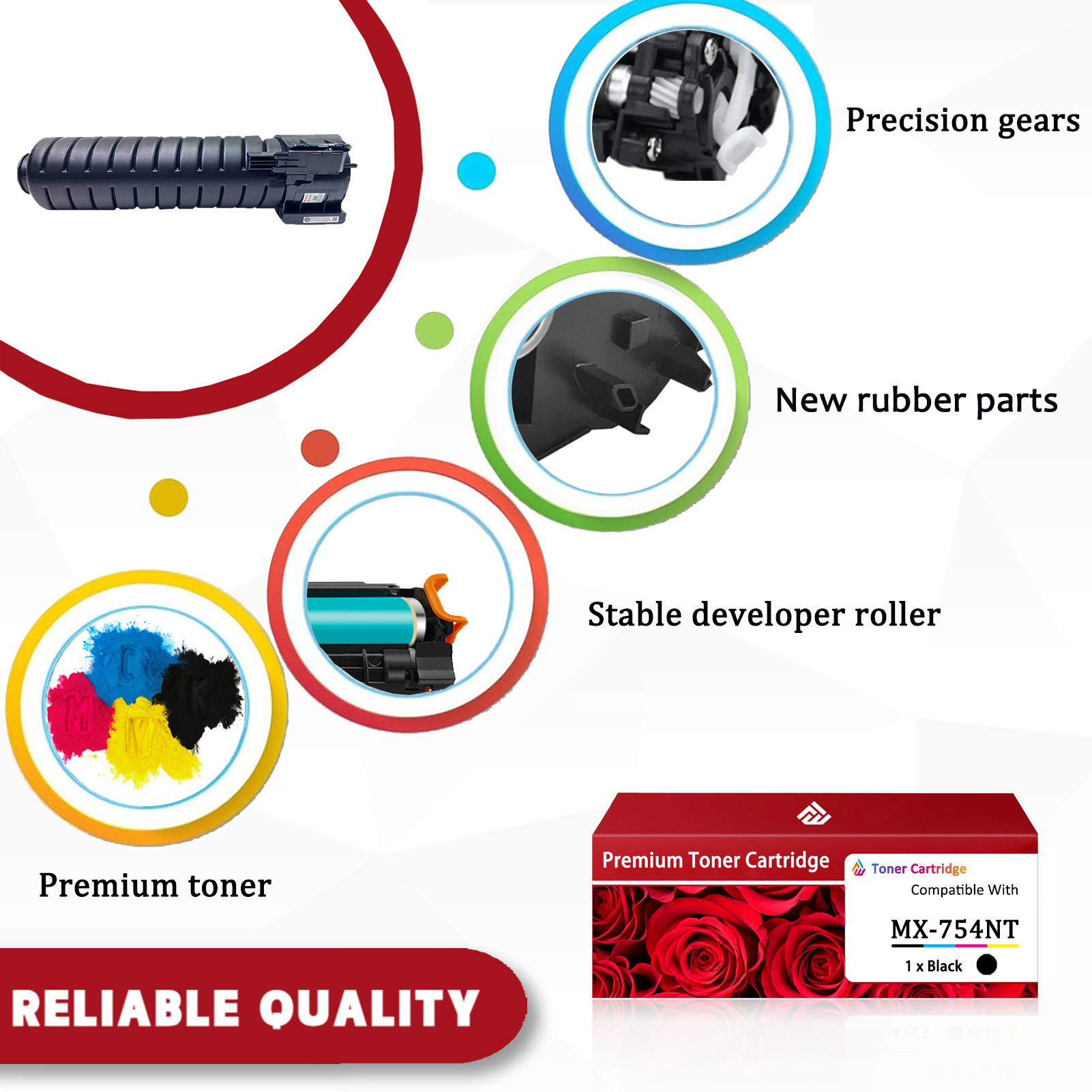 For Sharp MX-754NT Toner Cartridges Work Sharp MX-M654N MX-M754N MX-M6570 MX-M7570 Printers