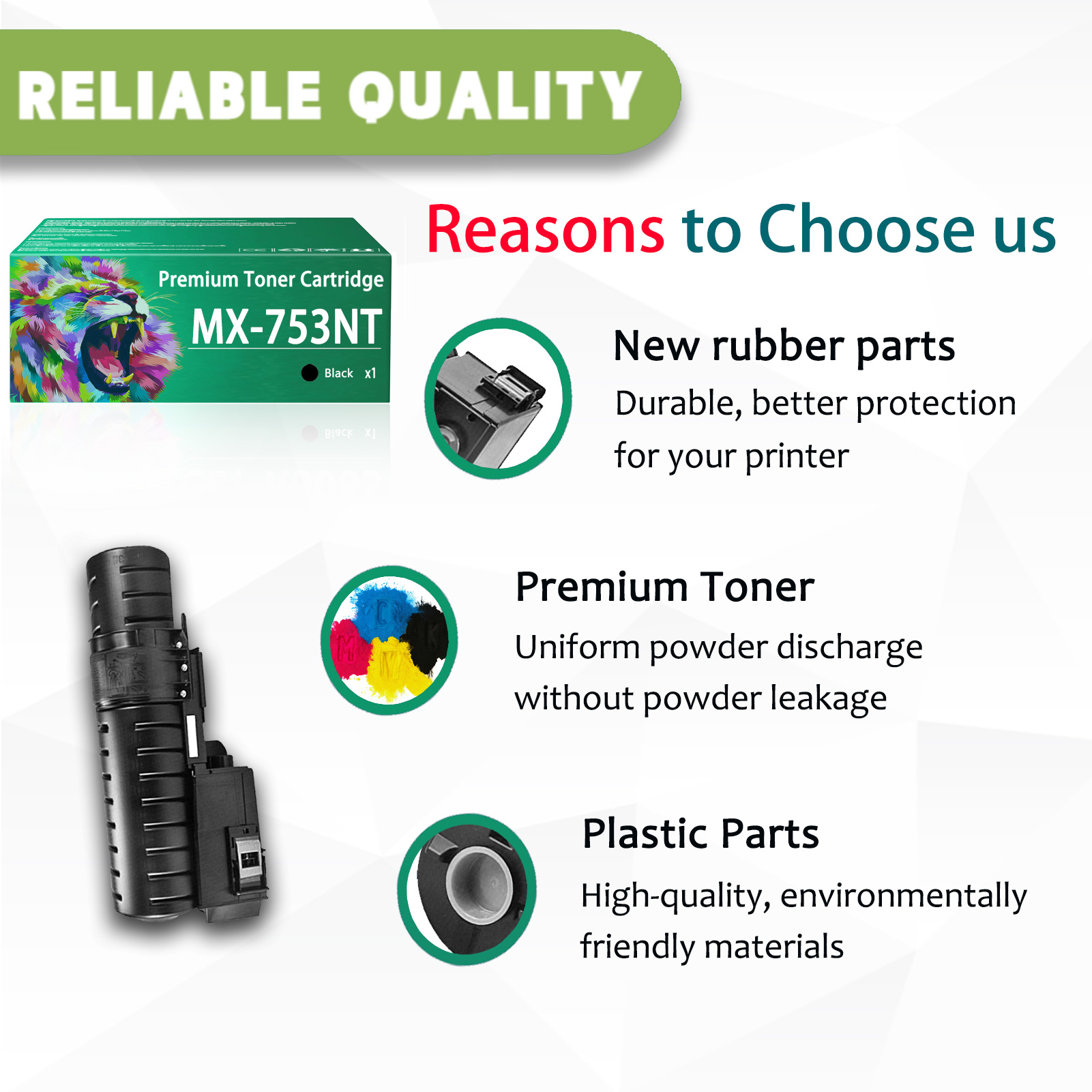 For Sharp MX-753NT Toner Cartridges Work Sharp MX-M623 MX-M623N MX-M623U MX-M753 MX-M753N MX-M753U Printers